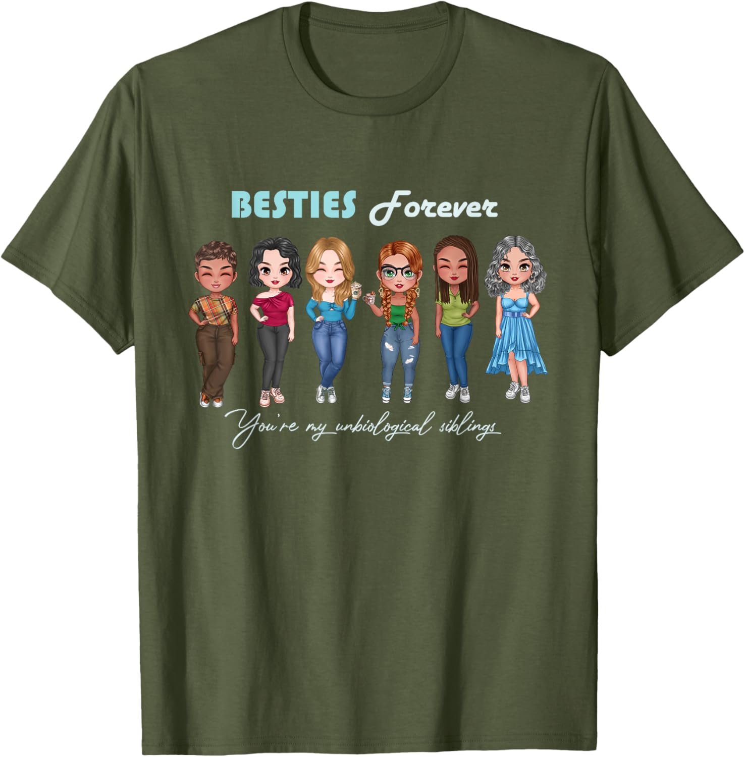 Chibi Best Friends T-Shirt for Unbiological Sisters and Siblings - 9
