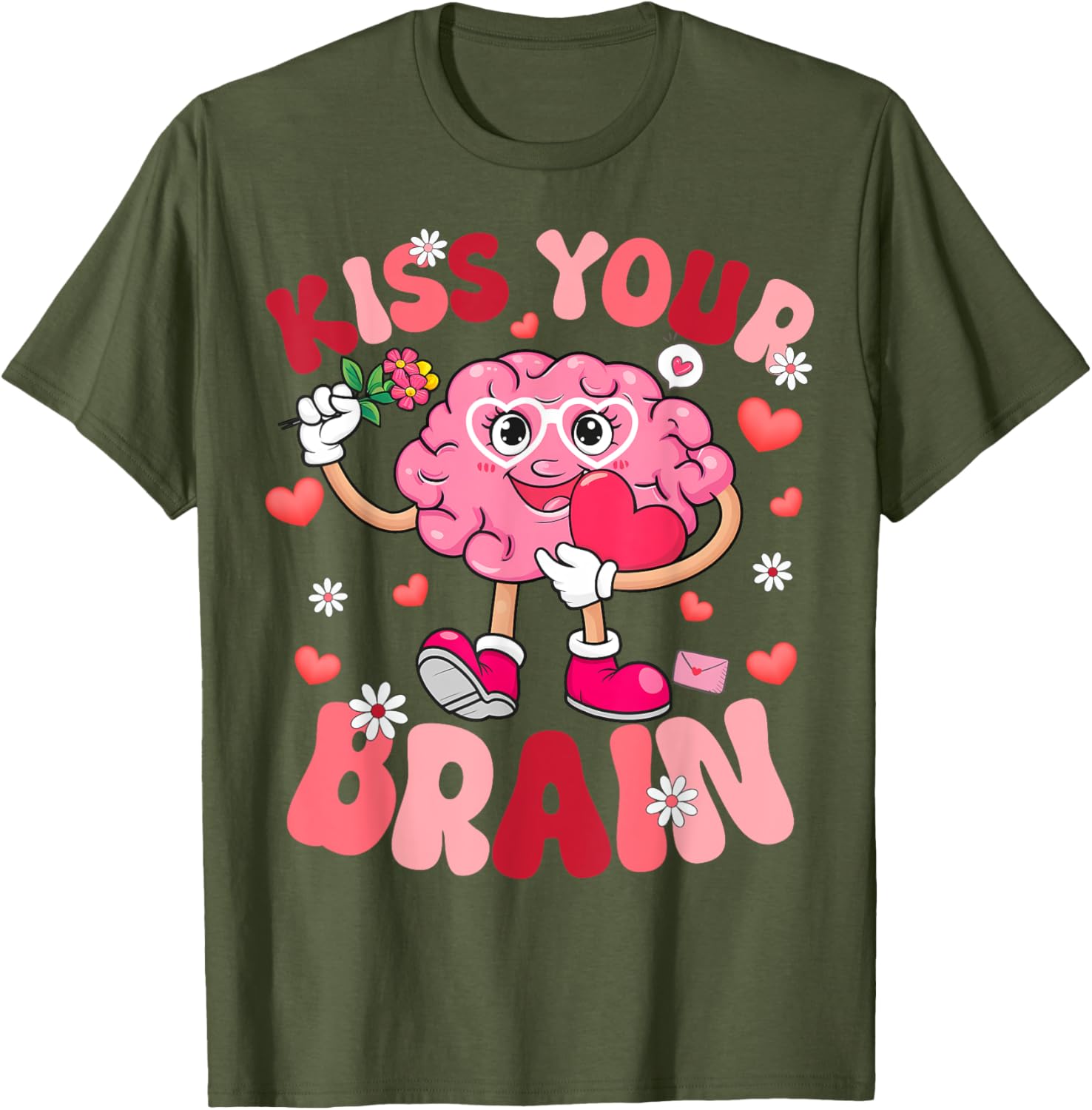 Kiss Your Brain Retro Valentines Day T-Shirt for Teacher Squad & Kids - 15