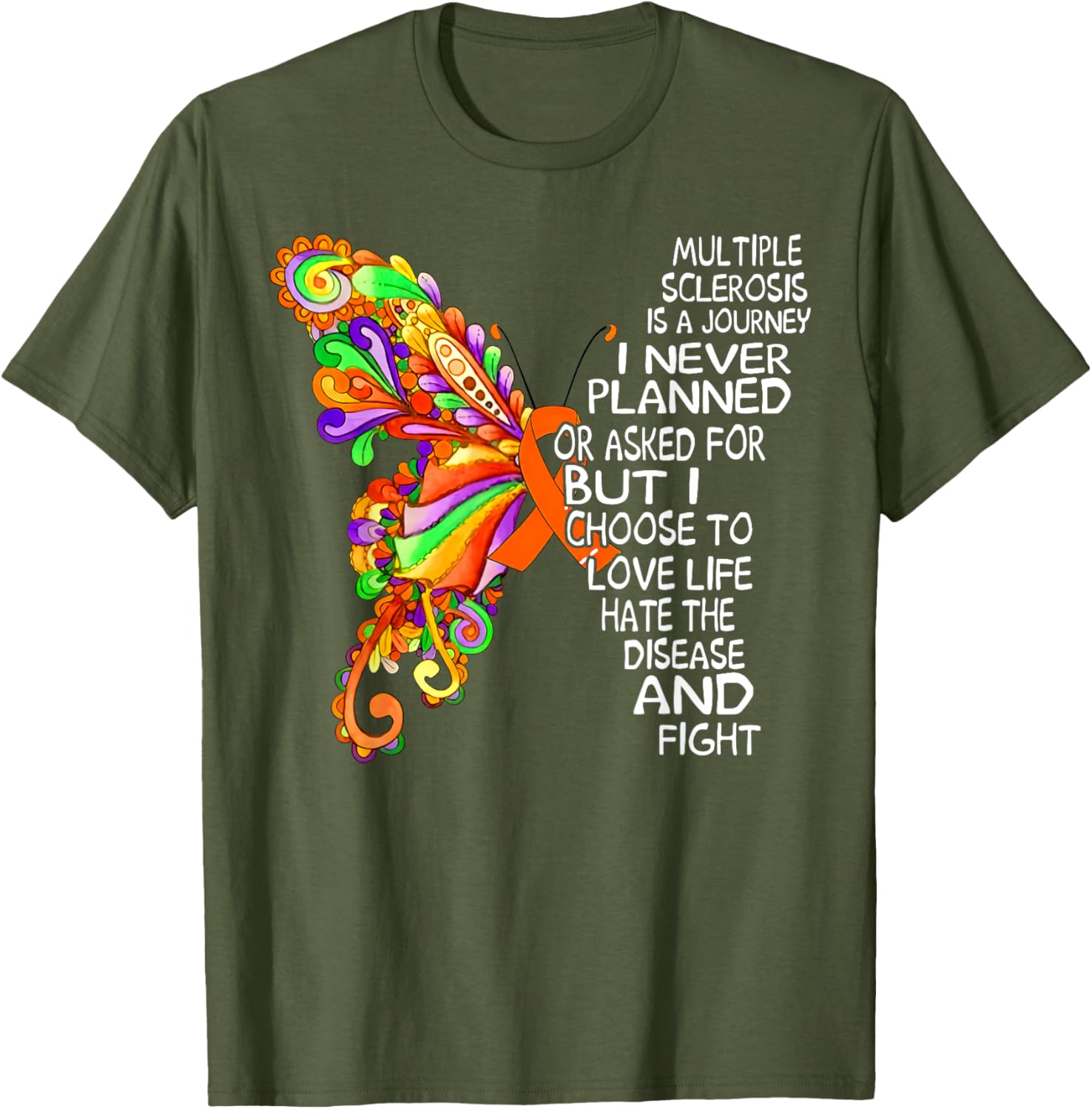 Butterfly Ribbon MS Warrior T-Shirt for Multiple Sclerosis Awareness - 2
