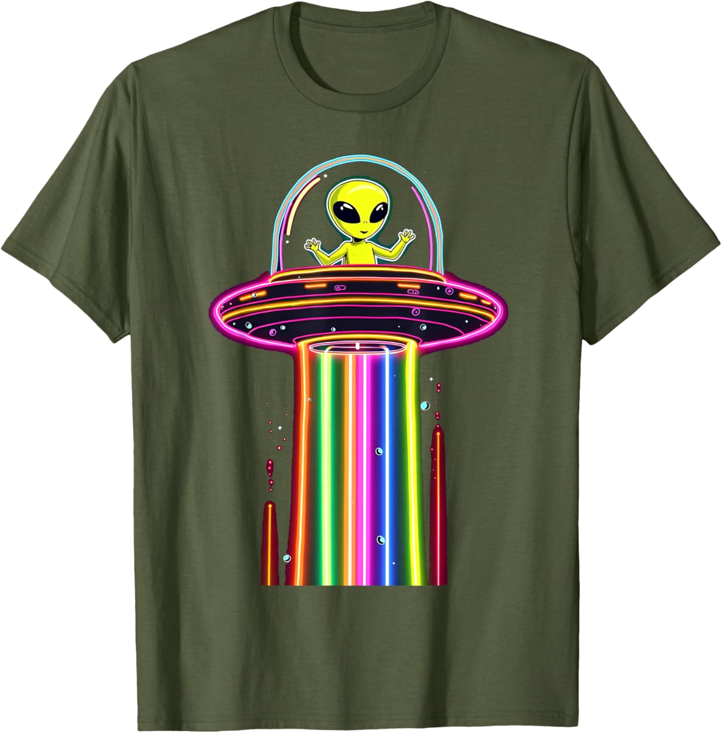 Colorful Alien Spaceship Lights Kids T-Shirt for Galaxy UFO Lovers - 9