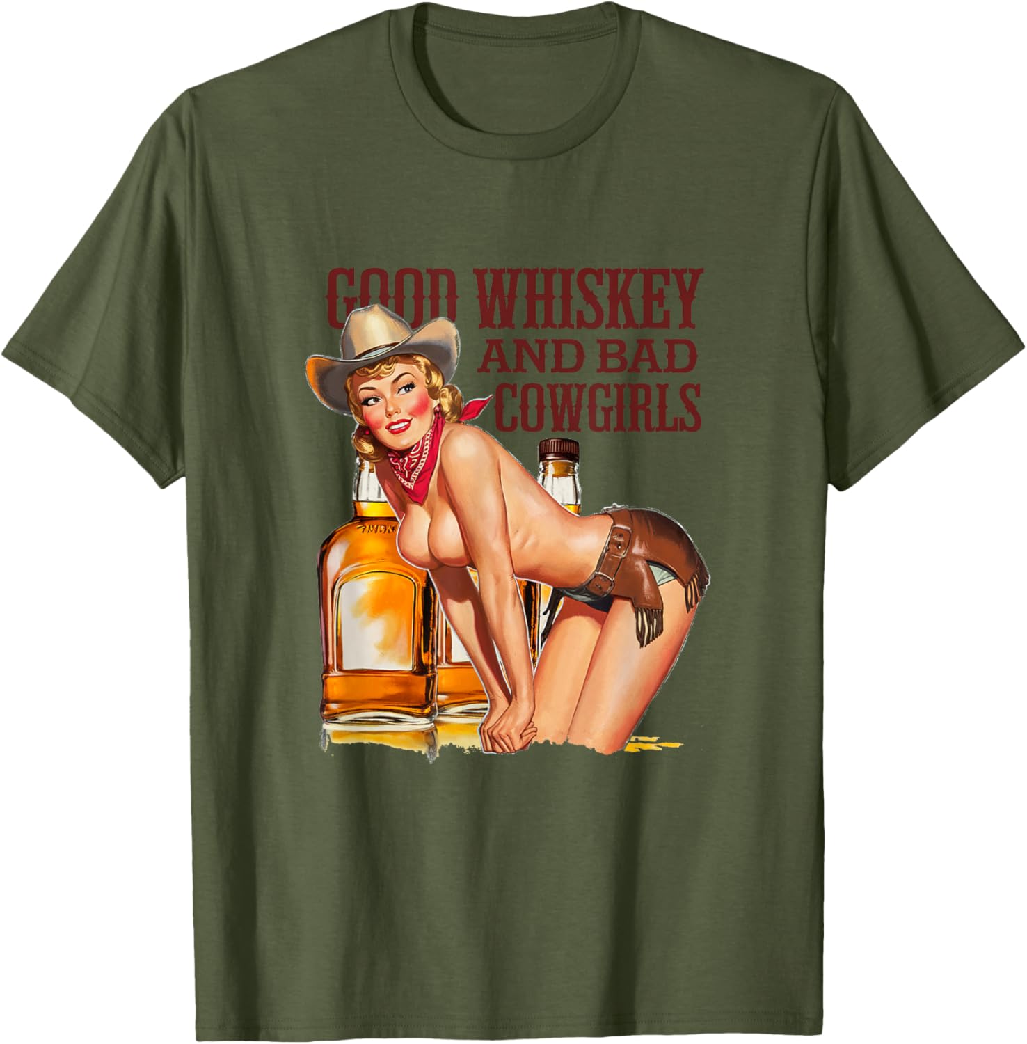 Funny Vintage Good Whiskey and Bad Cowgirls T-Shirt for Alcohol Lovers - 10
