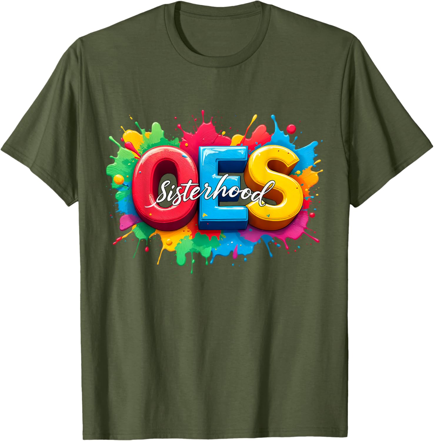 Colorful OES Sisterhood Watercolor T-Shirt for Eastern Star Fans - 14