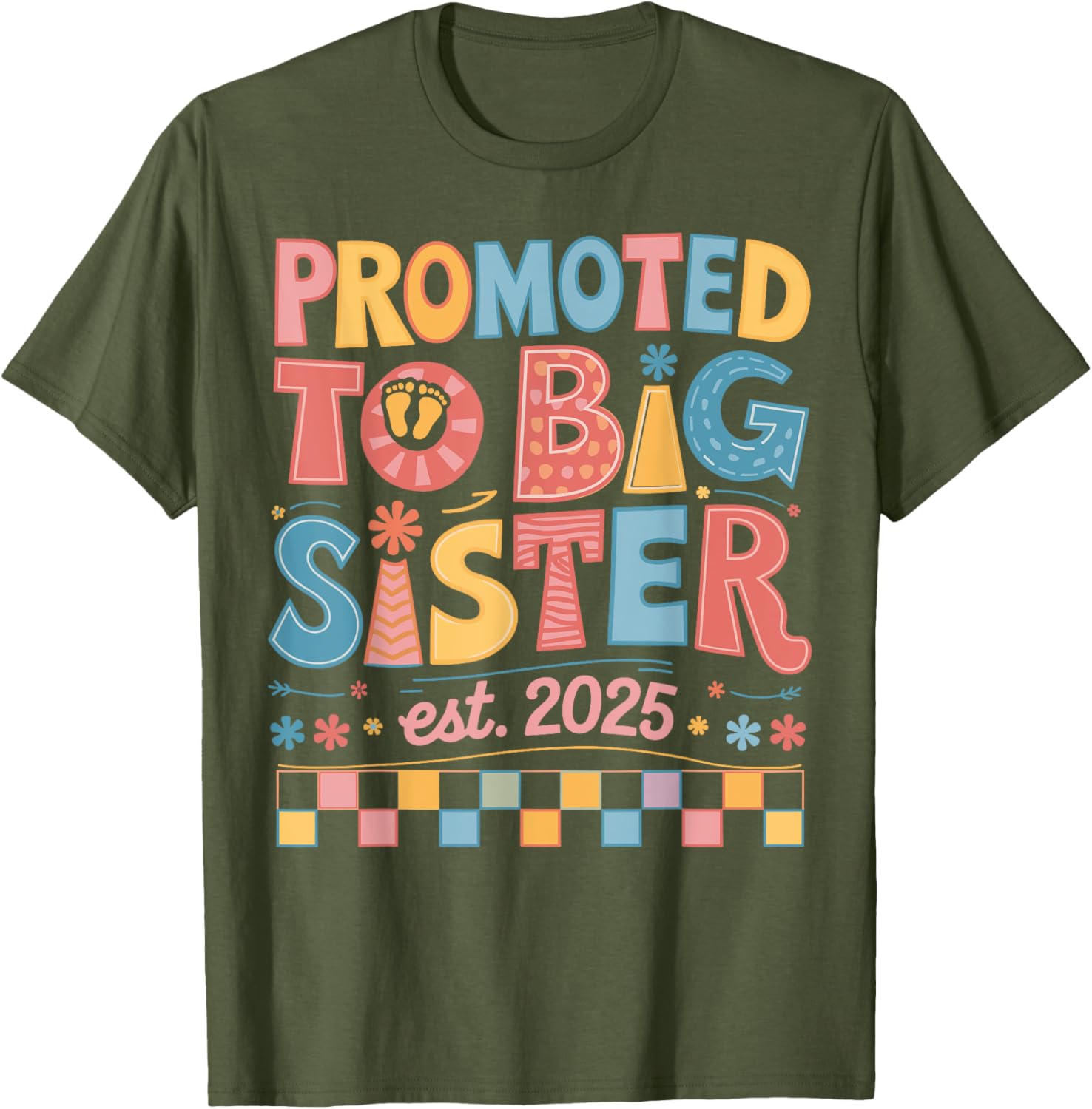 Funny Groovy Big Sister 2025 T-Shirt for New Sibling Announcement - 3