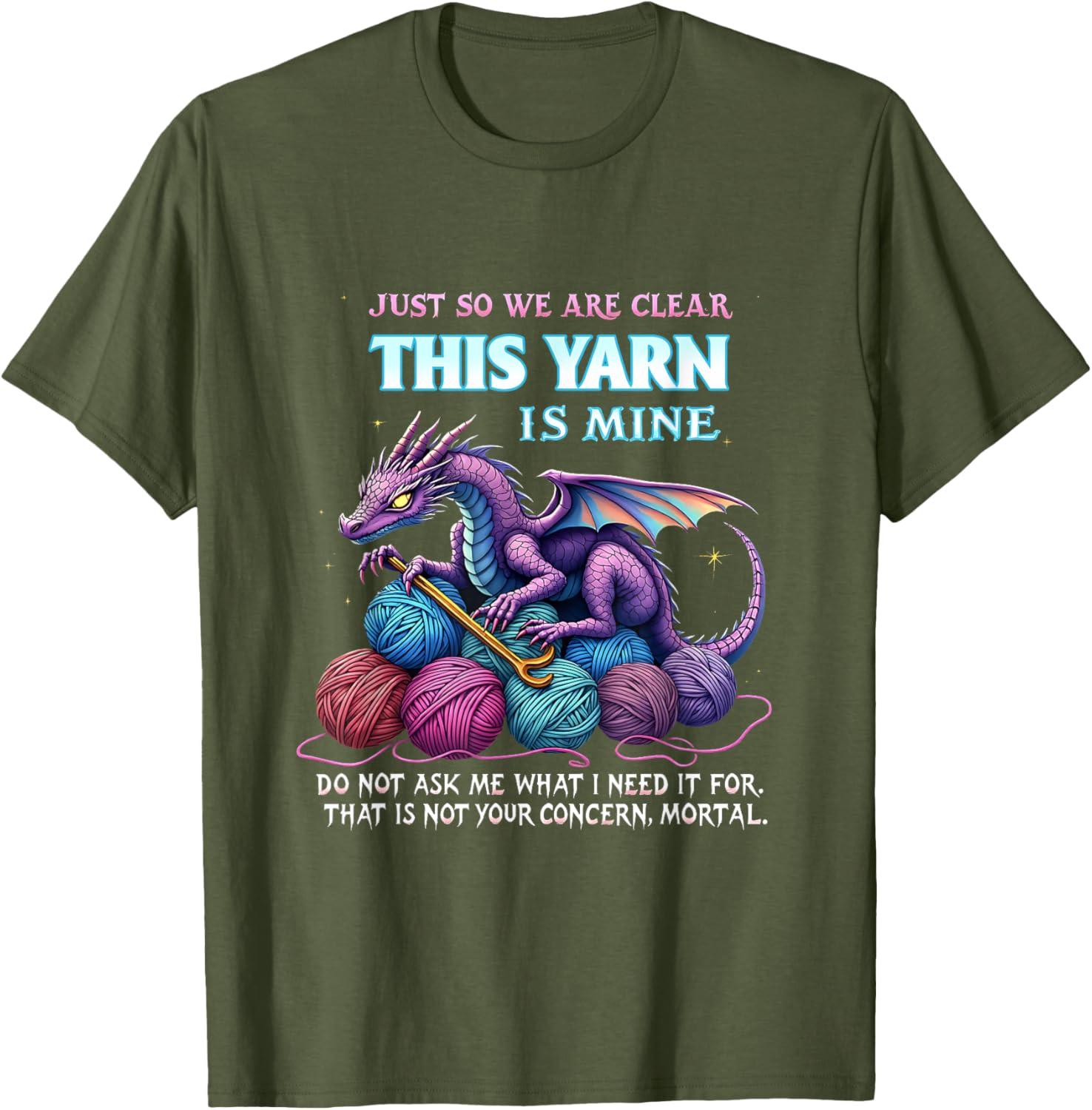 Funny Dragon Yarn Hoarder T-Shirt for Crochet and Knitting Lovers - 11