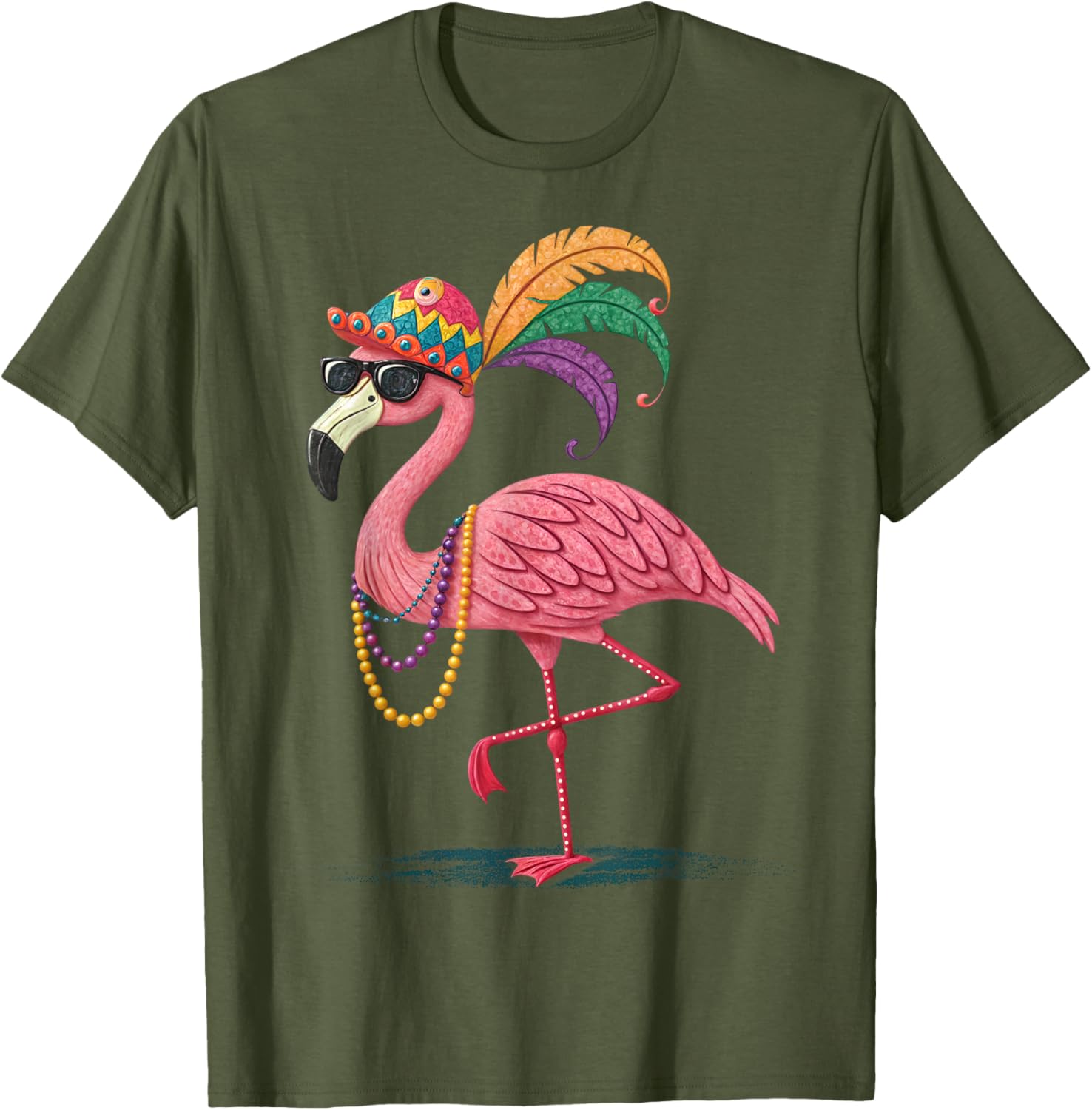 Funny Mardi Gras Flamingo Carnival Party T-Shirt for Fun Celebrations - 6