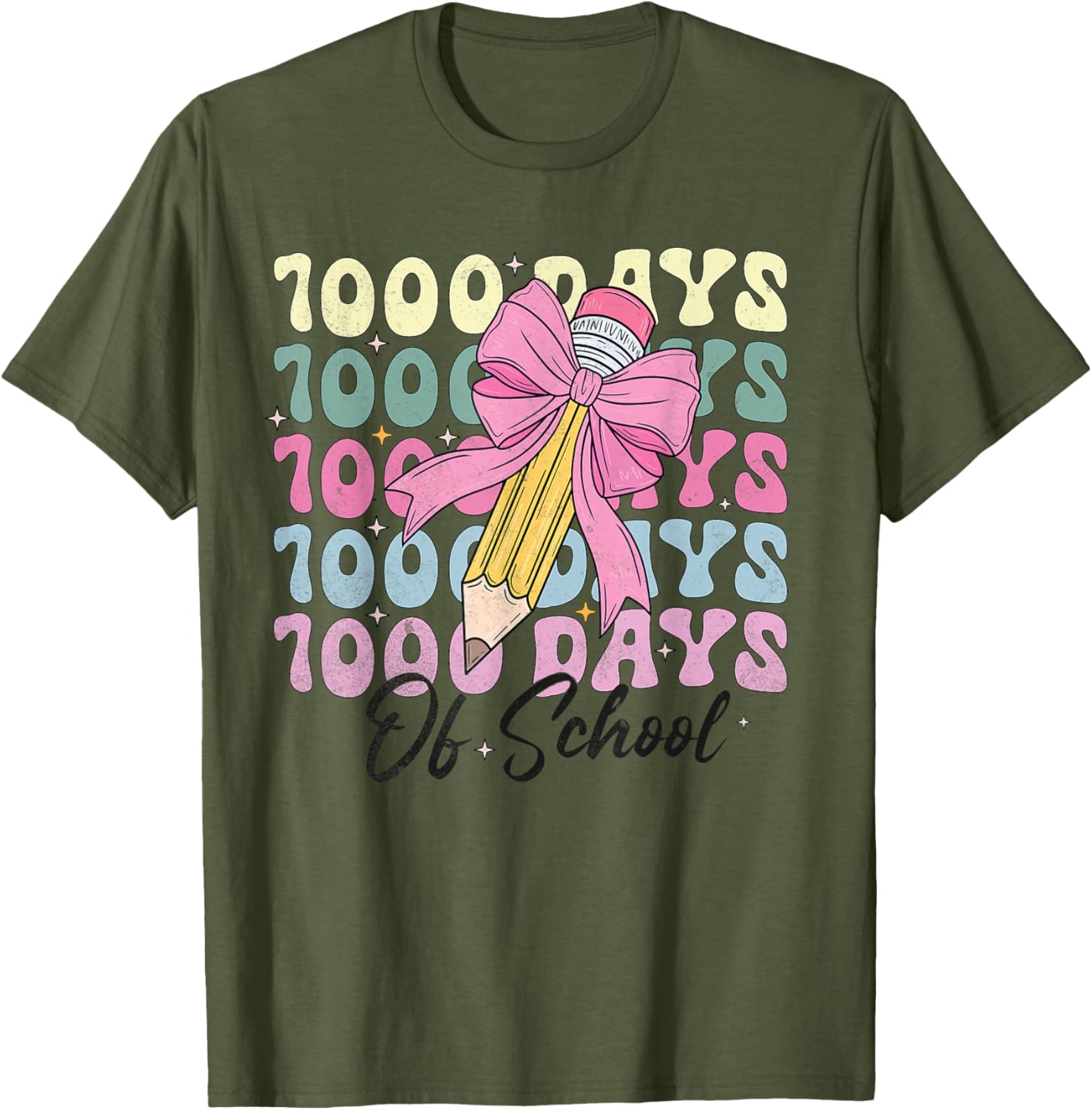 1000 Days of School Girls Coquette Bow T-Shirt for Celebration Fun - 4