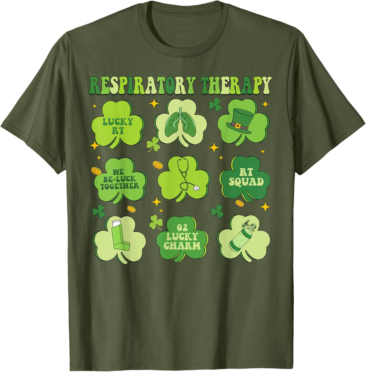 St Patrick's Day Shamrock T-Shirt for Respiratory Therapists - 2