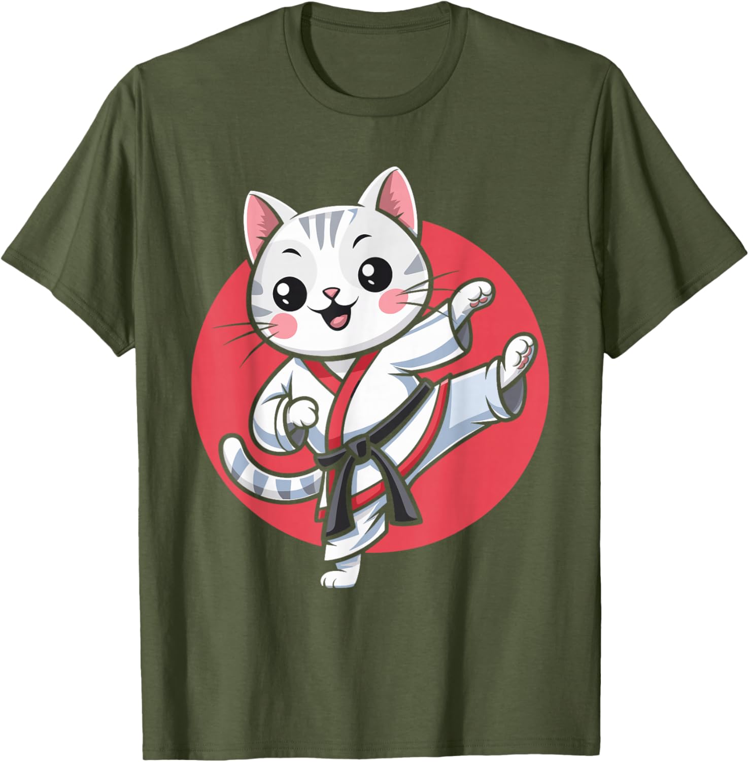 Kawaii Japanese Cat Karate Jiu Jitsu T-Shirt for Women and Kids - 7