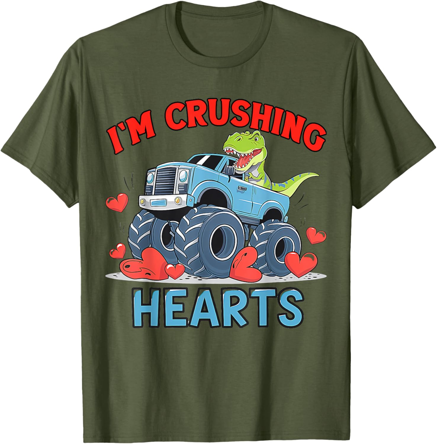 Hearts Crusher Monster Truck Valentine's Day T-Shirt for Kids and Adults - 17