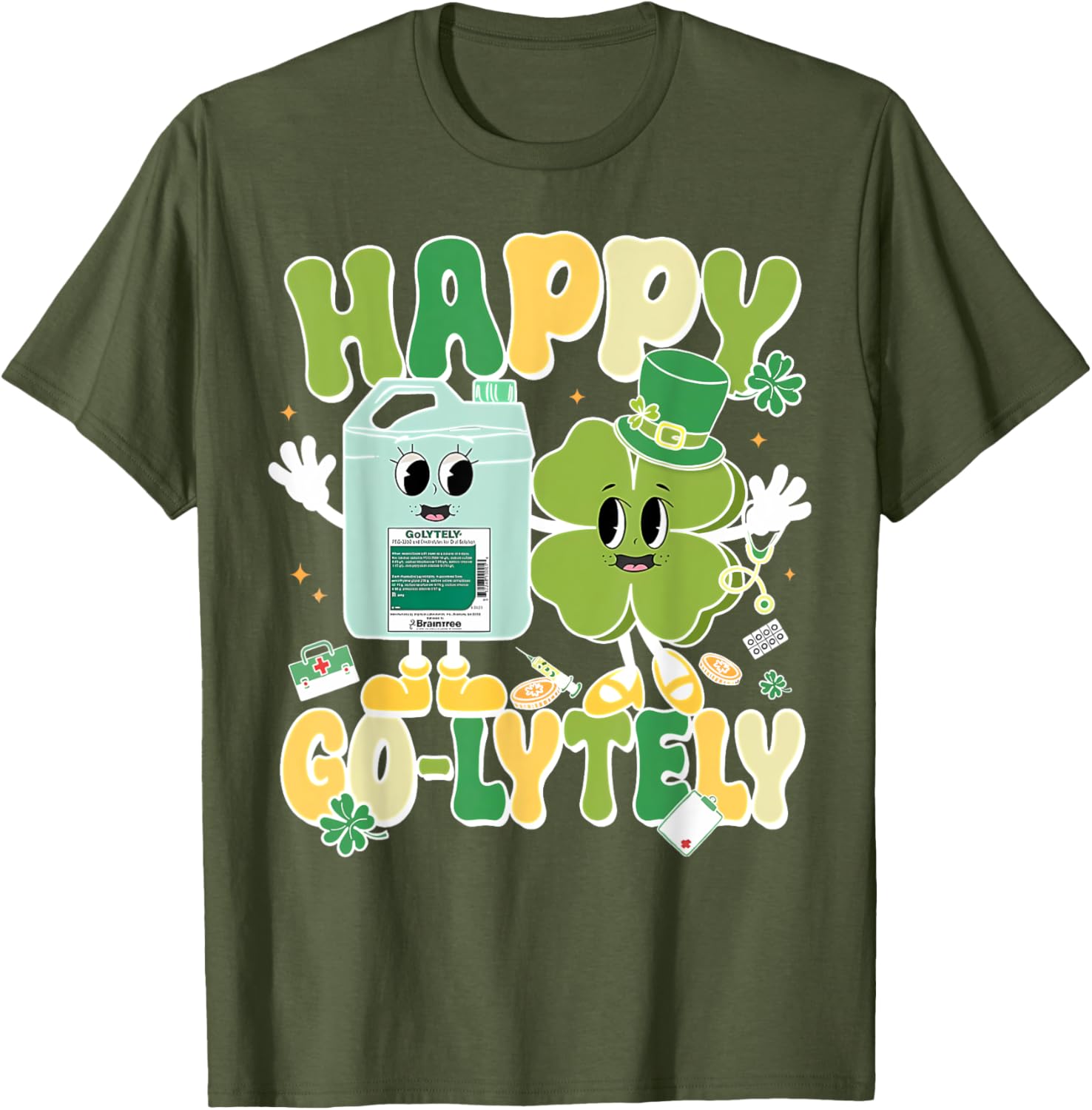 Happy Go-Lytely St Patrick's Day GI Nursing Humor T-Shirt for Fun Nurses - 18