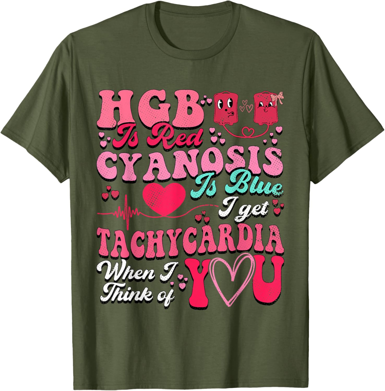 Hgb Is Red Cyanosis Is Blue Cardiac Nurse T-Shirt for Medical Professionals - 2