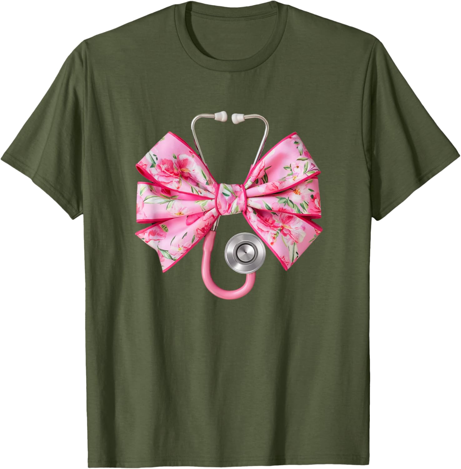 Pink Coquette Nurse Stethoscope Bow T-Shirt for Nurse Appreciation Gift - 10