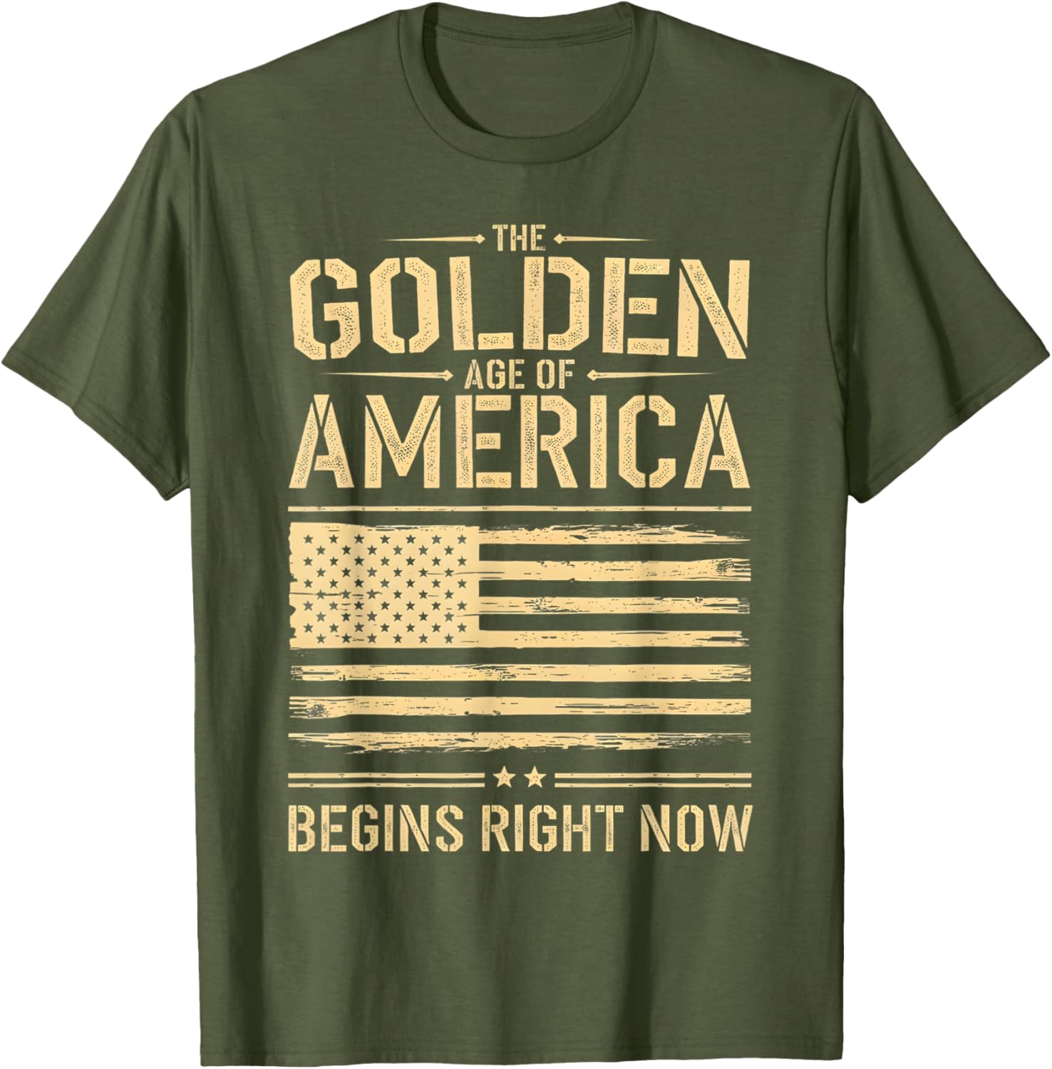 Golden Age of America Distressed T-Shirt with USA Flag Design - 2