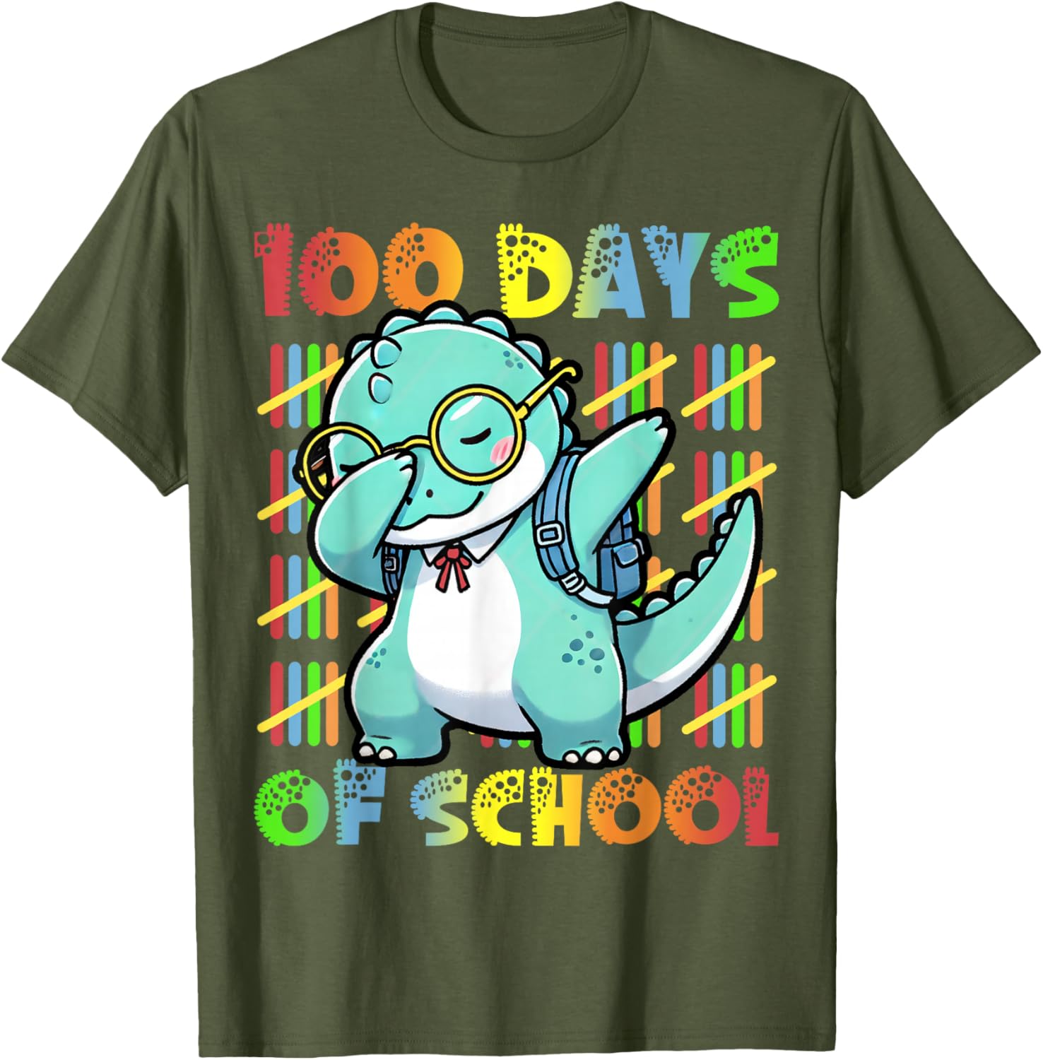 Dabbing Dinosaur 100 Days of School Kids T-Shirt for Fun Celebrations - 11