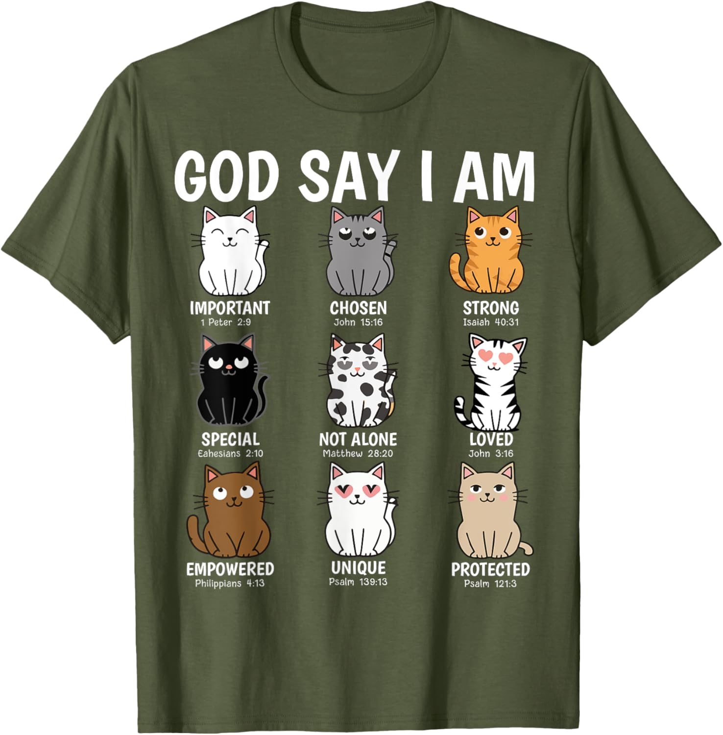 Funny Cats Bible Verse T-Shirt for Men Women Kids - Christian Cat Love - 9