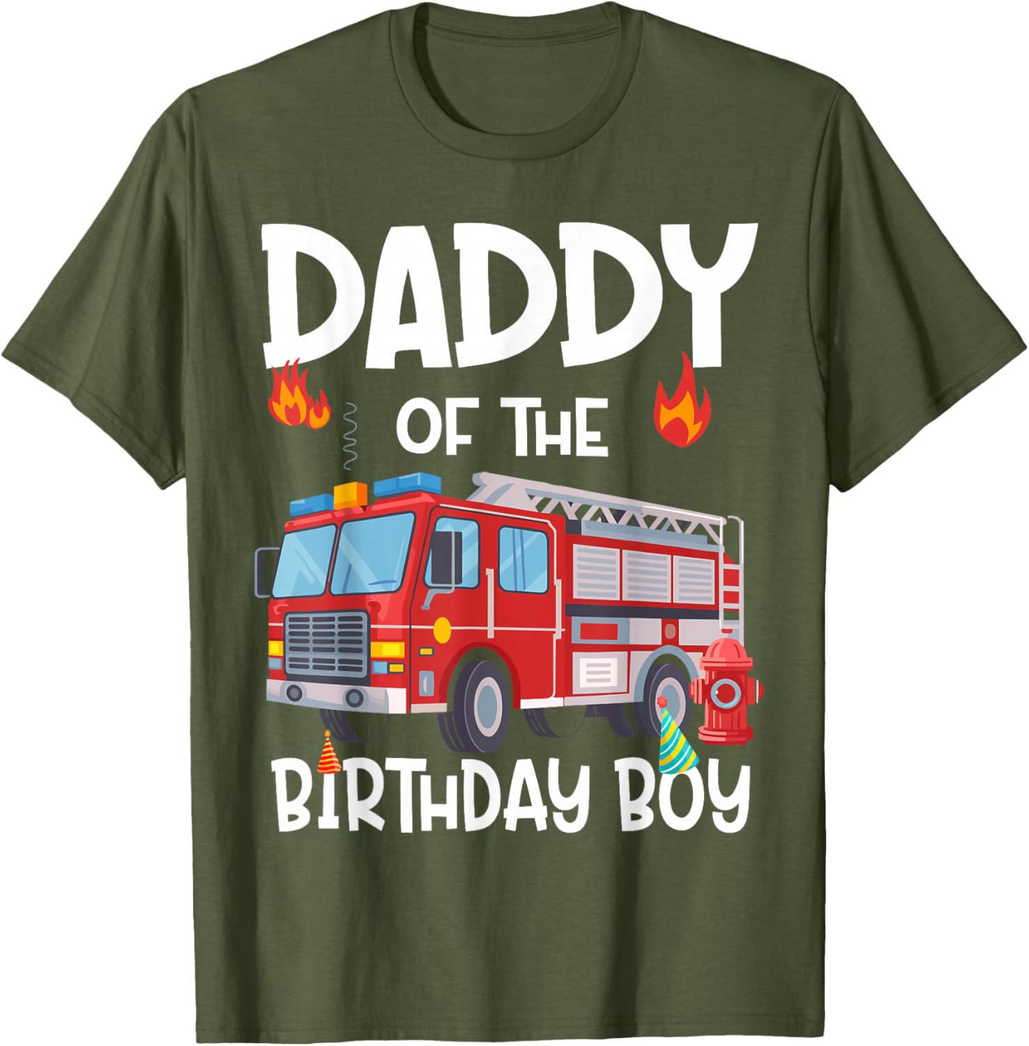 Daddy of the Birthday Boy Fire Truck T-Shirt for Proud Firefighter Dads - 8