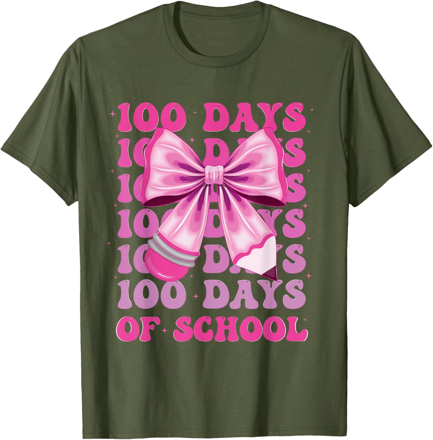 100 Days of School Girls Coquette Bow T-Shirt for Celebrating 100th Day - 8