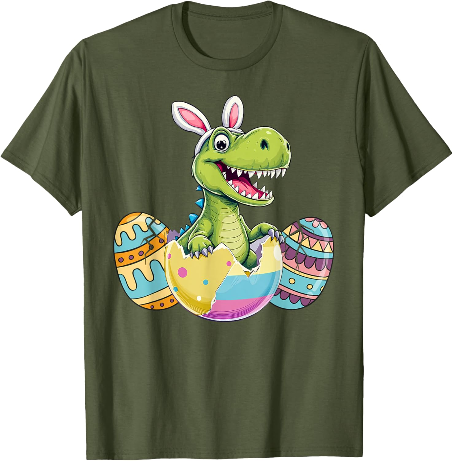 Happy Easter Dinosaur Bunny Ears T Rex Kids T-Shirt for Boys - 17