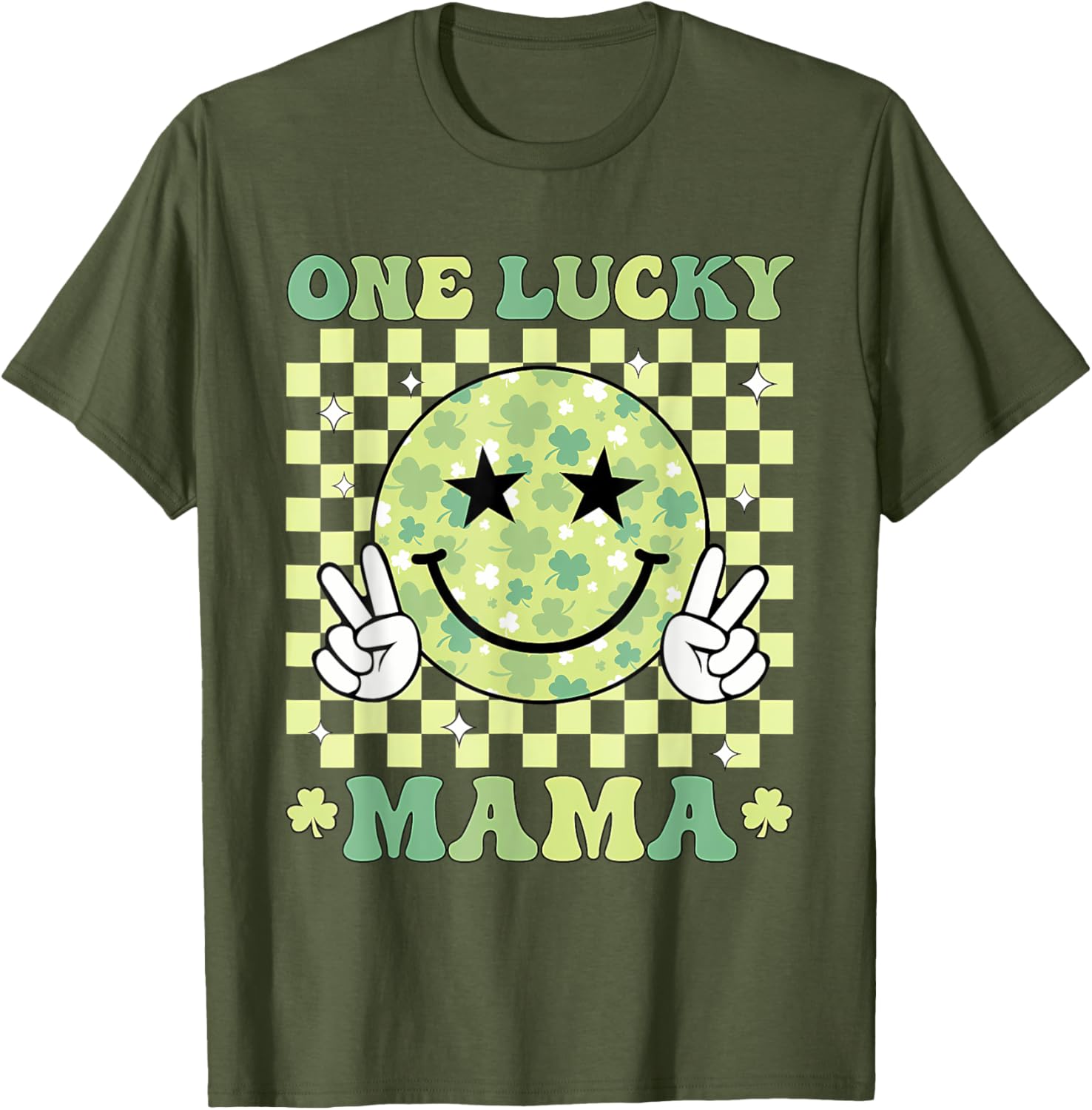 One Lucky Mama St Patricks Day 2025 Retro T-Shirt for Moms - 18