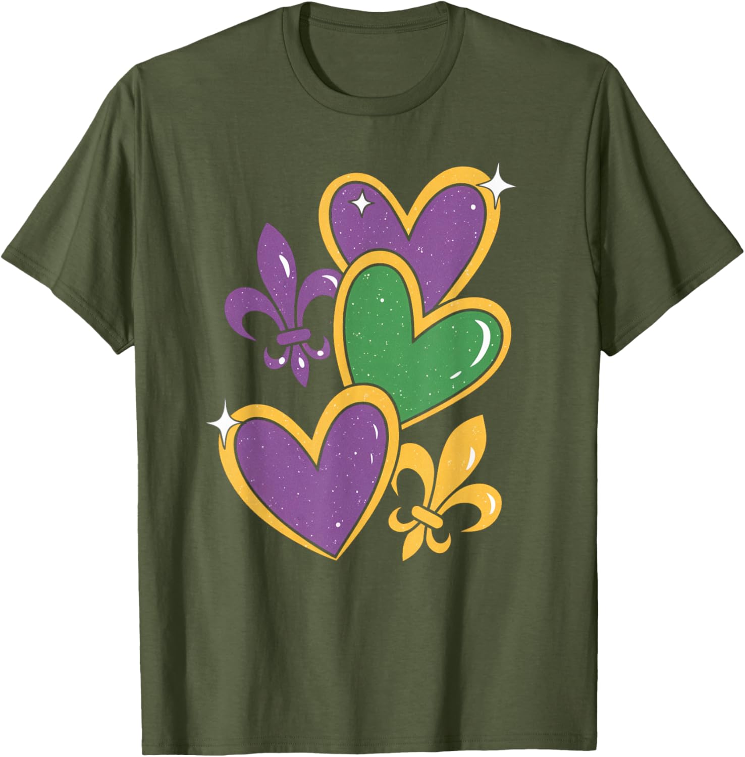 Mardi Gras Hearts T-Shirt for Women Girls Kids and Toddlers - 10