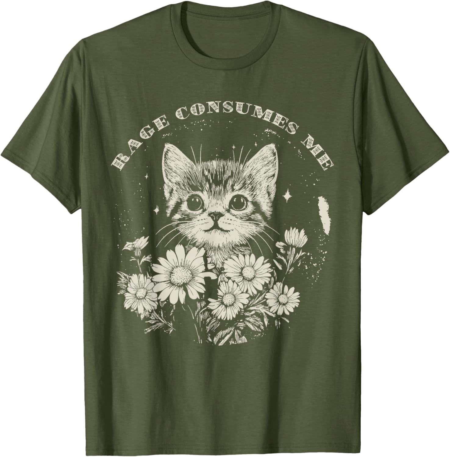 Cute Cat Rage T-Shirt Funny Sarcastic Kitten with Flower Design - 23