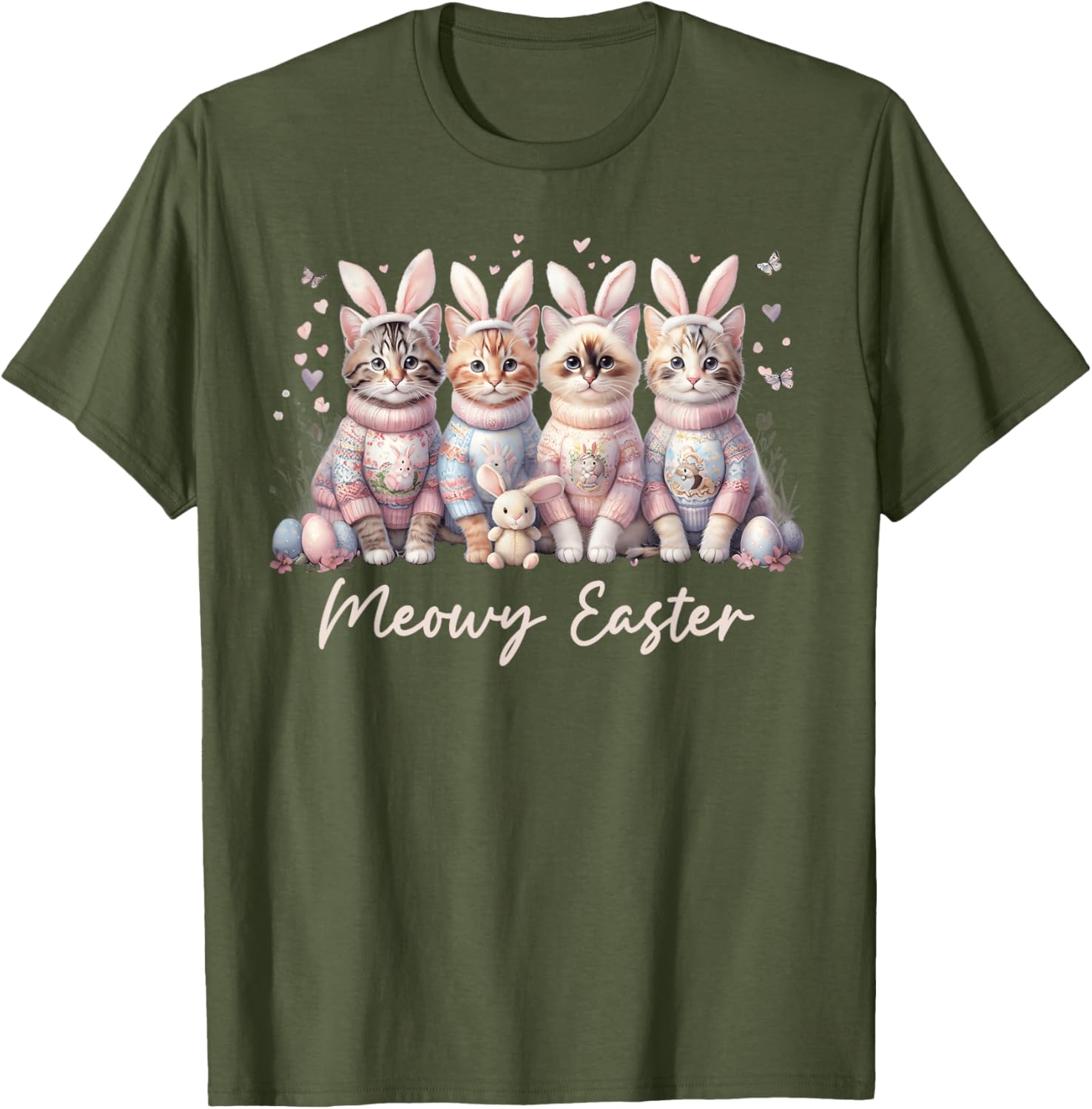 Happy Easter Bunny Cats T-Shirt for Women and Kids – Cute Spring Apparel - 6