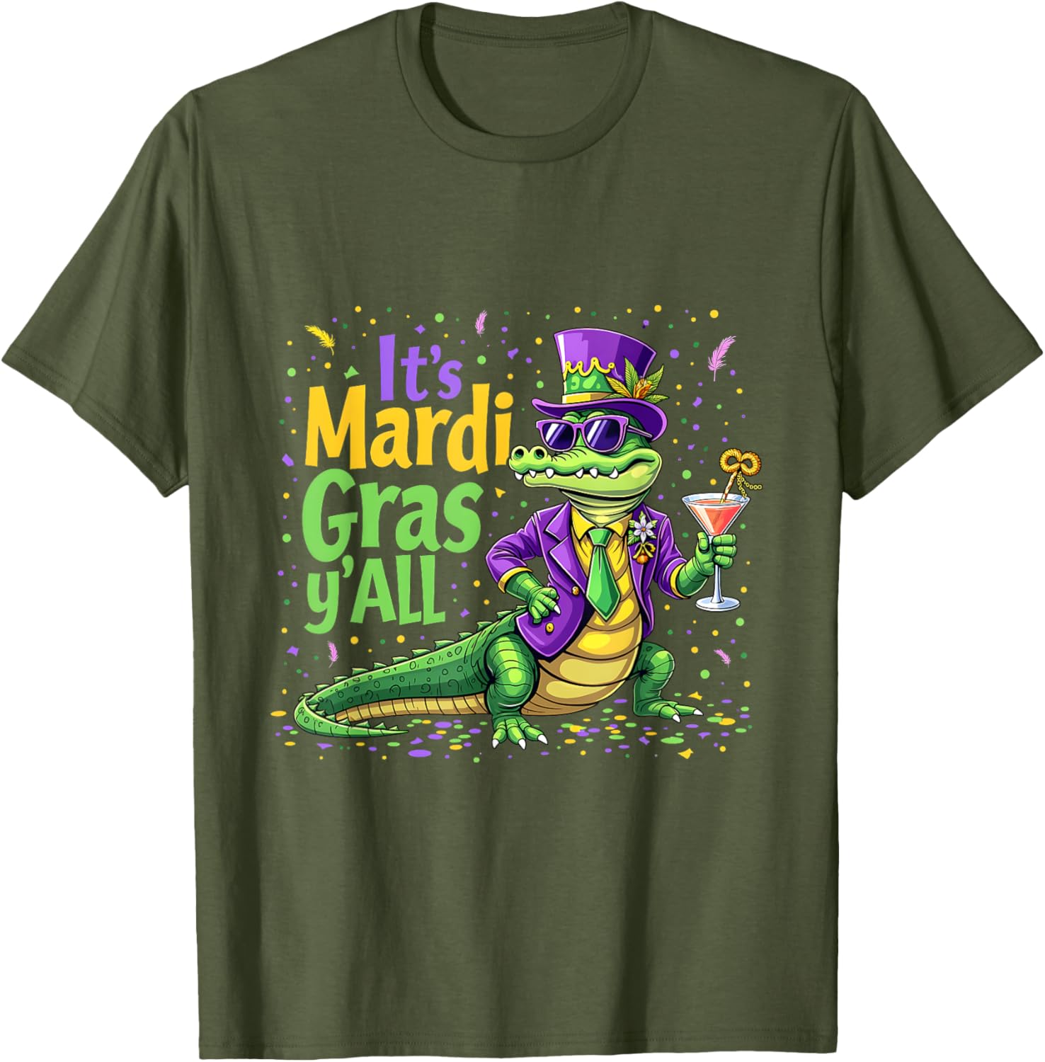 Funny Mardi Gras 2025 Alligator T-Shirt for Fun Festivities - 13