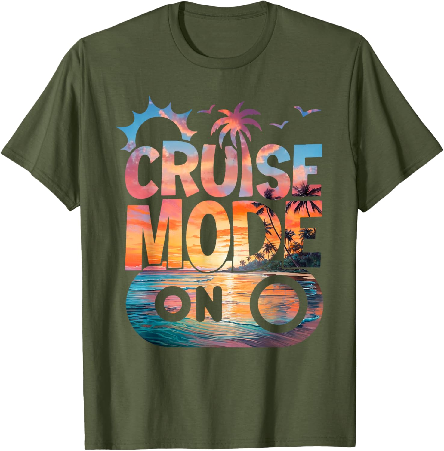 Cruise Mode On Tropical Sunset Family T-Shirt for Fun Vacation Vibes - 9