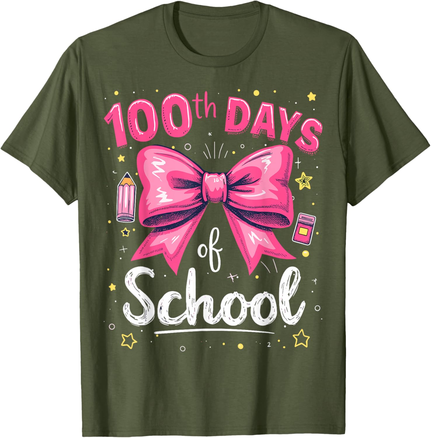 100 Days of School Teacher Coquette Bow T-Shirt for 100th Day Celebration - 3