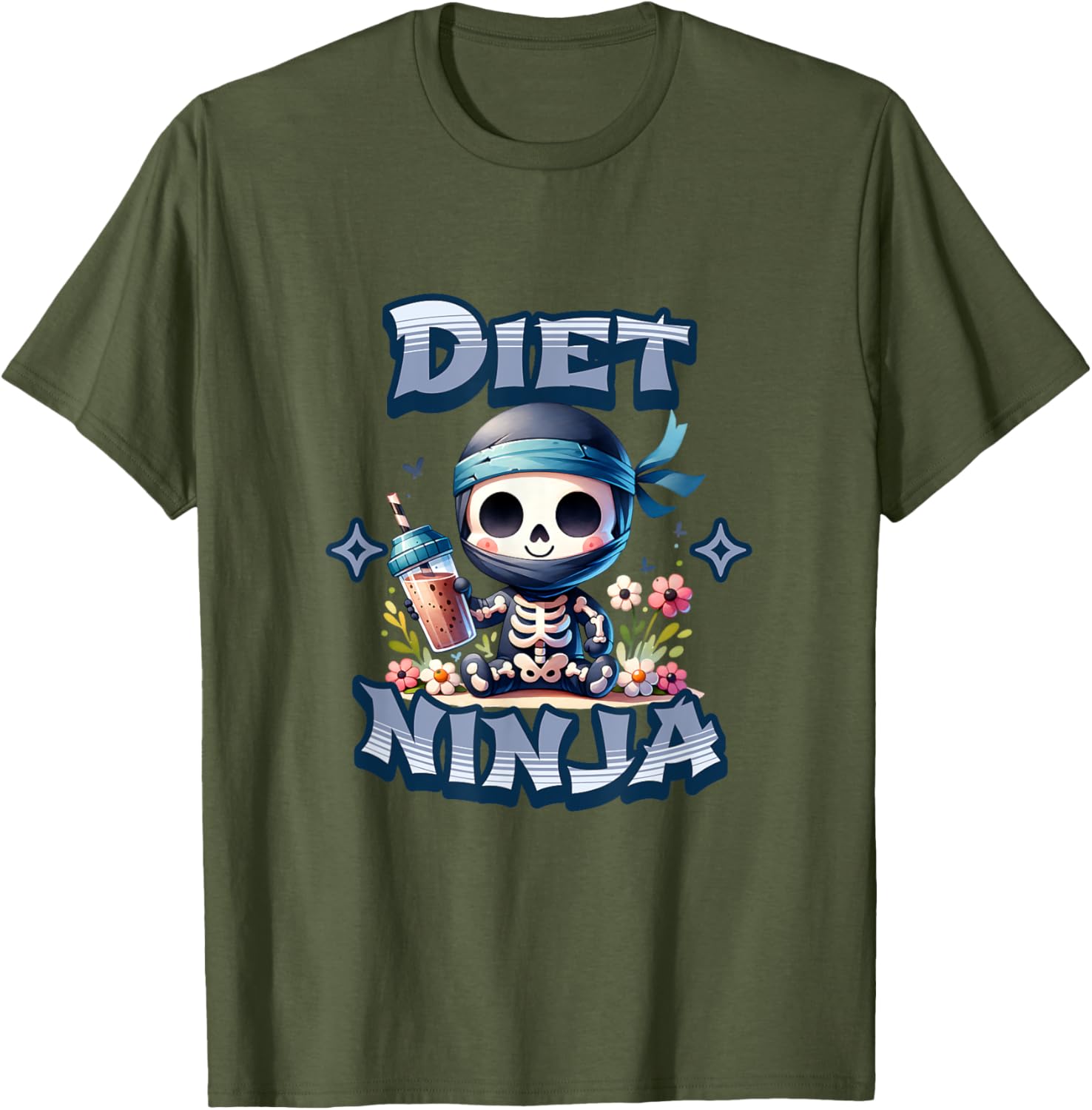 Cute Diet Ninja Protein Shake Skeleton Ninja T-Shirt for Fun Fitness Style - 8