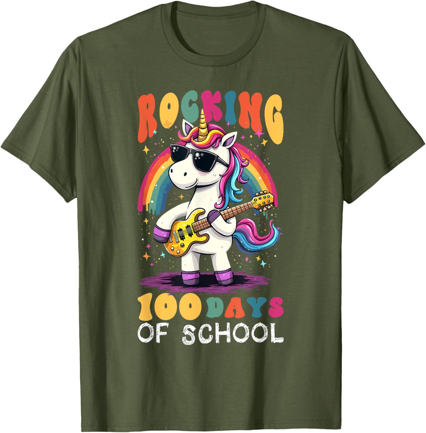 Unicorn 100 Days of School Teacher T-Shirt for Magical Celebrations - 18