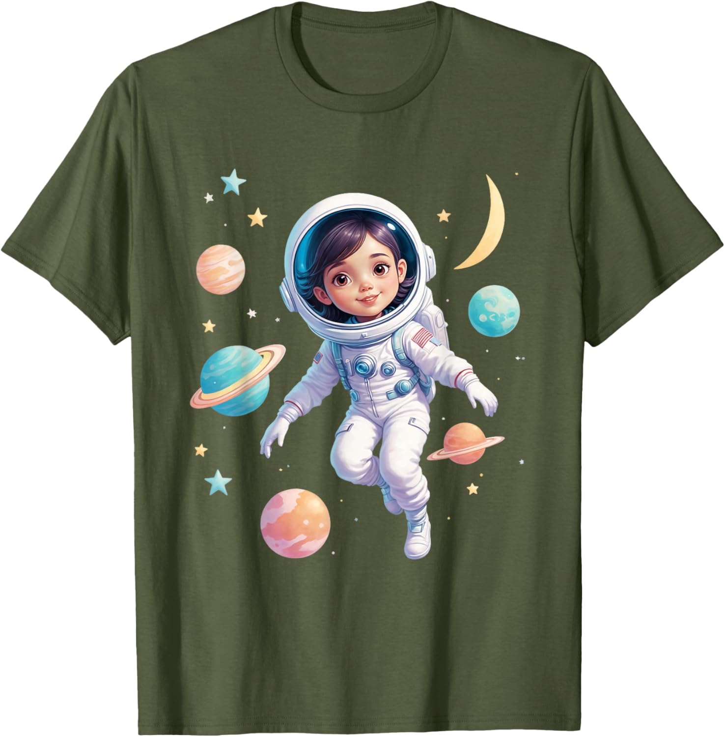 Cute Space Girl Astronaut T-Shirt for Cosmic Explorer Fans - 4