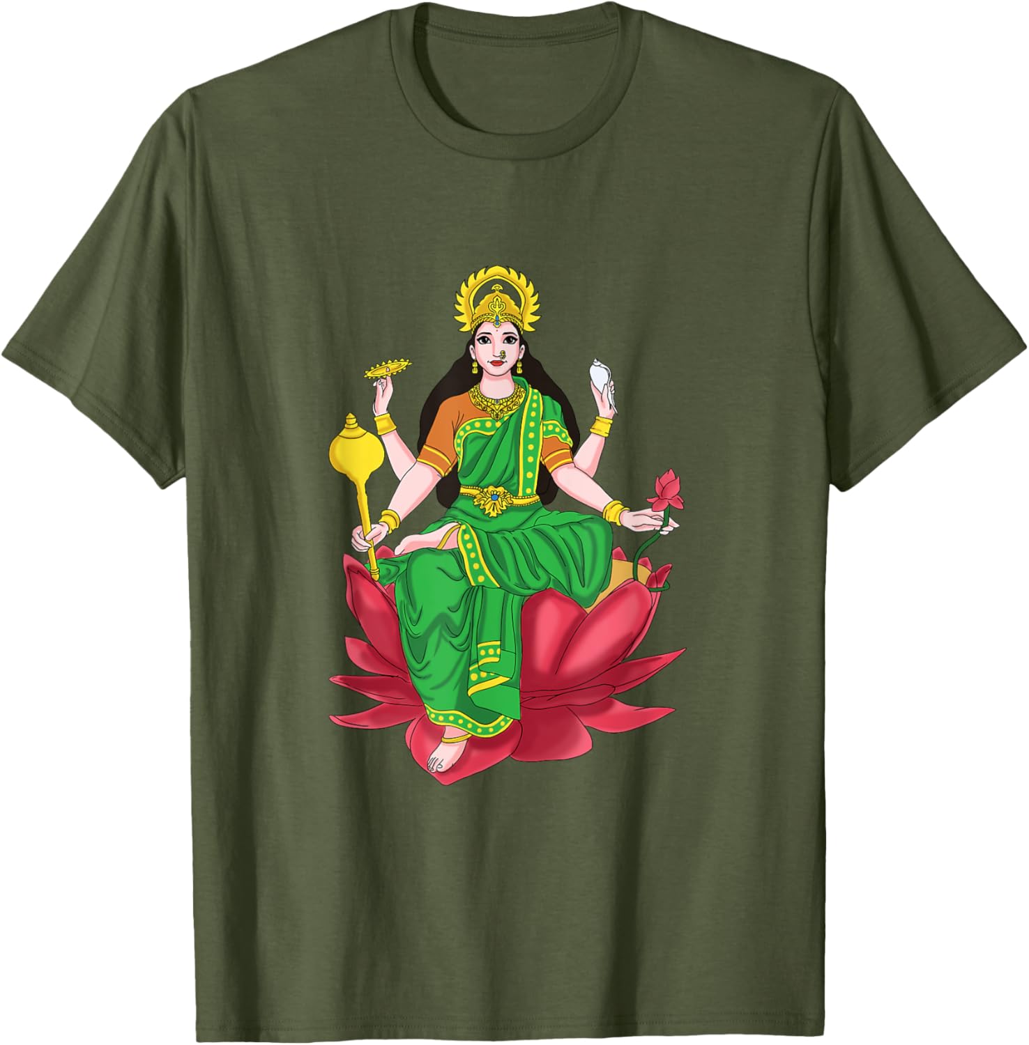Laxmi Mata Diwali T-Shirt with Lotus Illustration for Pooja Celebrations - 28