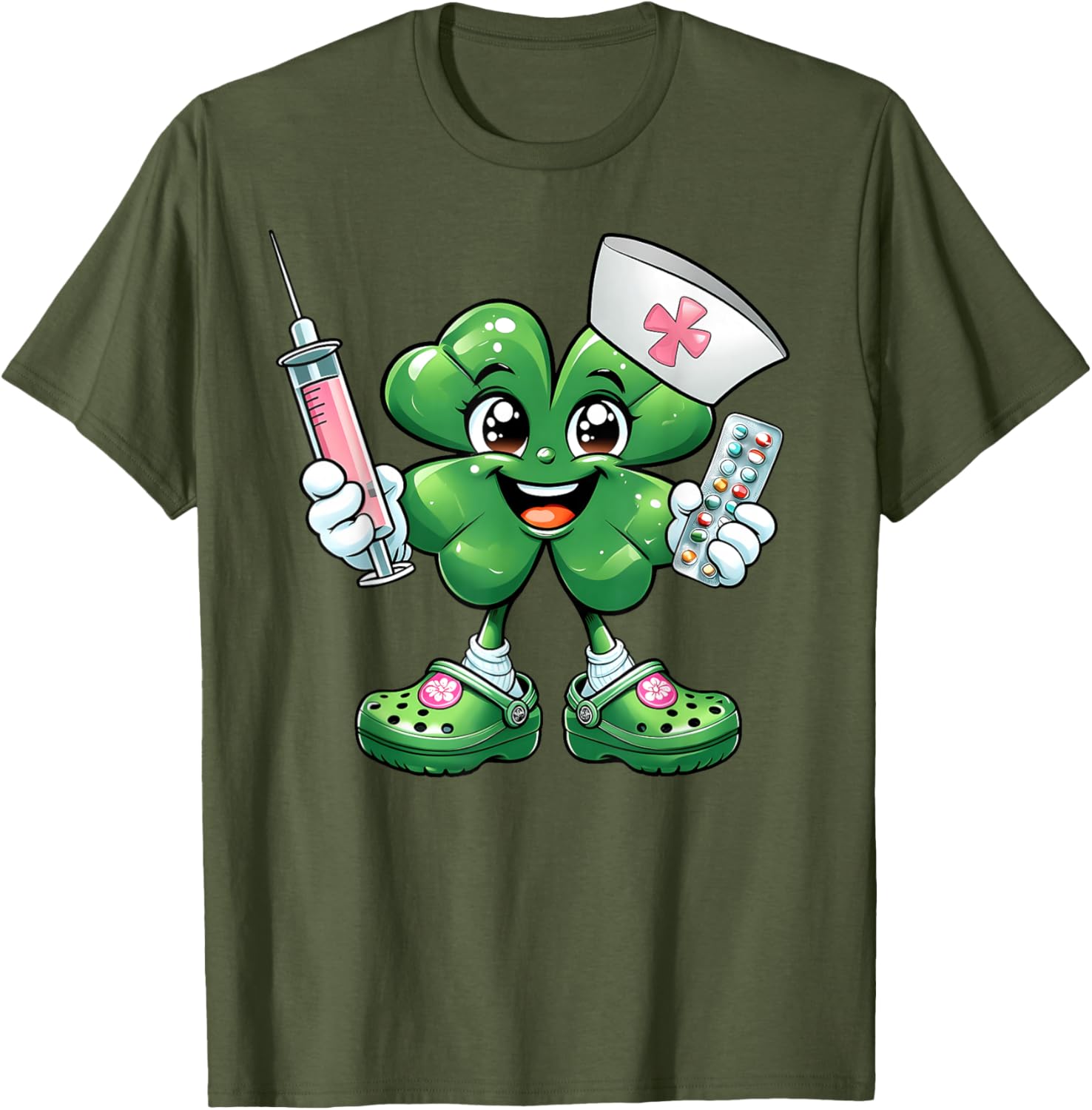 Saint Pattys Scrub T-Shirt for Nurses with Shamrock Design - Women's Apparel - 3
