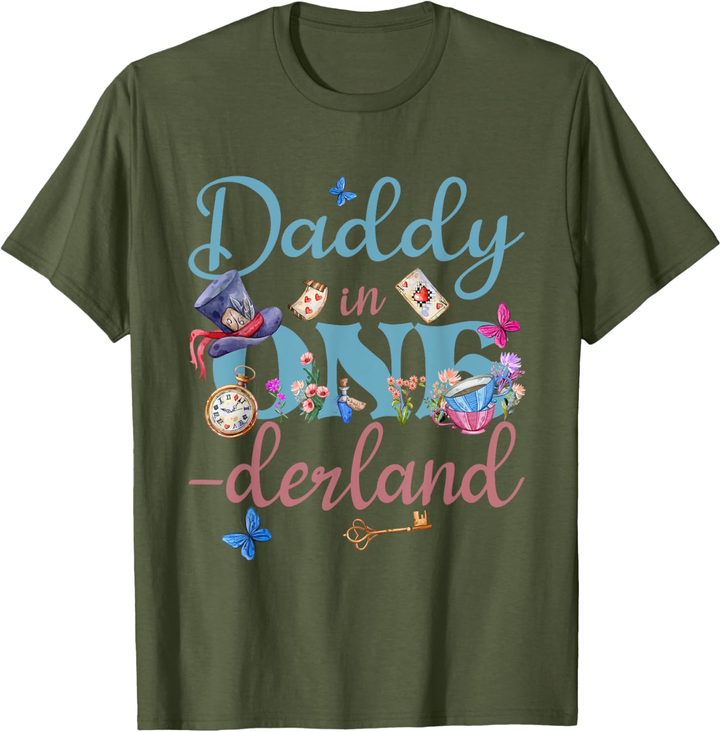 Alice in ONEderland Daddy of Birthday Girl T-Shirt for Celebrations - 9