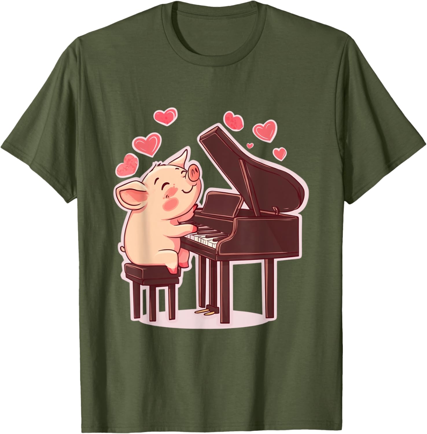 Funny Pig Playing Piano Valentine's Day T-Shirt for Animal Lovers - 12
