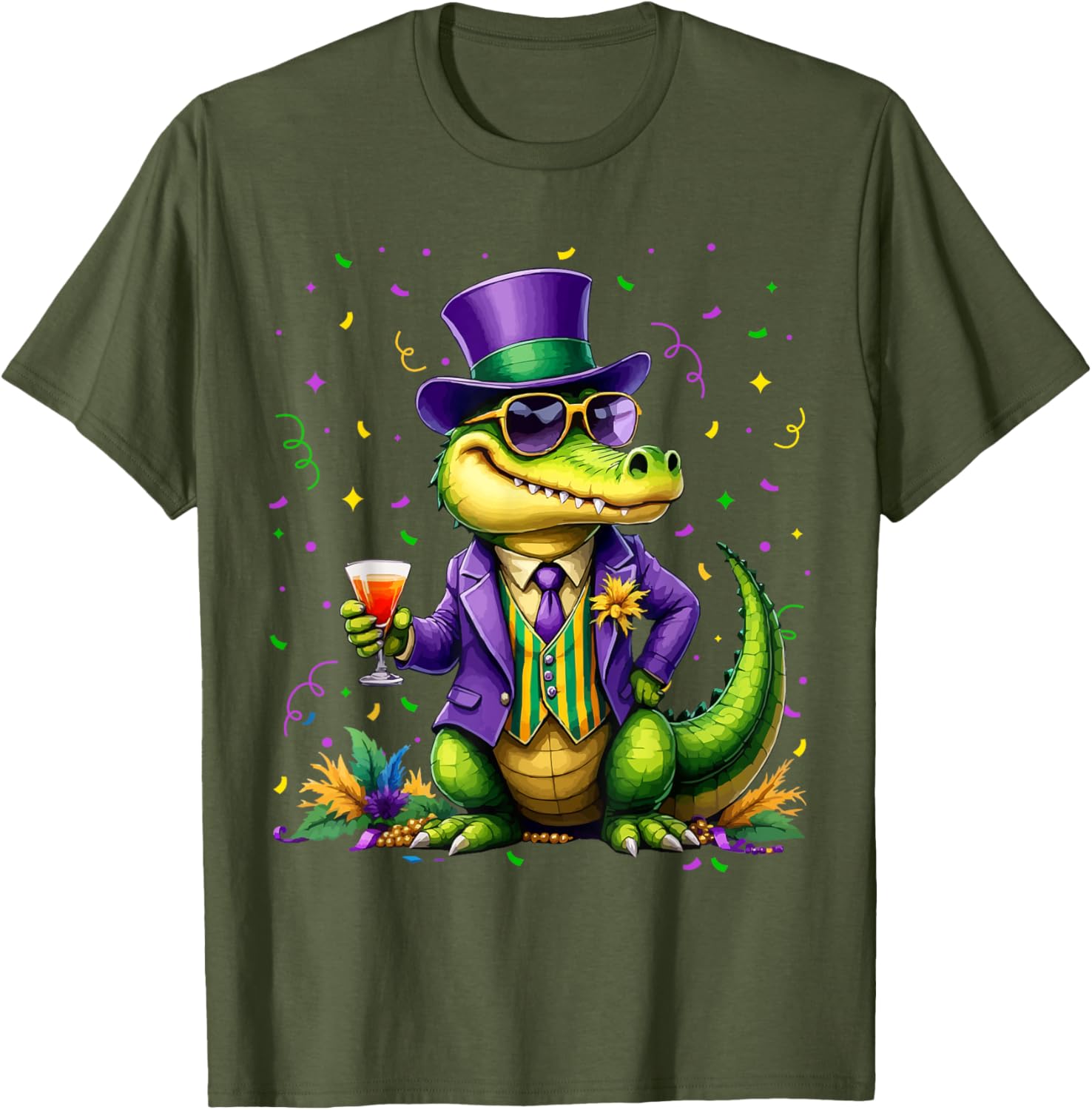 Mardigator Alligator Costume T-Shirt for Mardi Gras Fun Unisex Apparel - 16