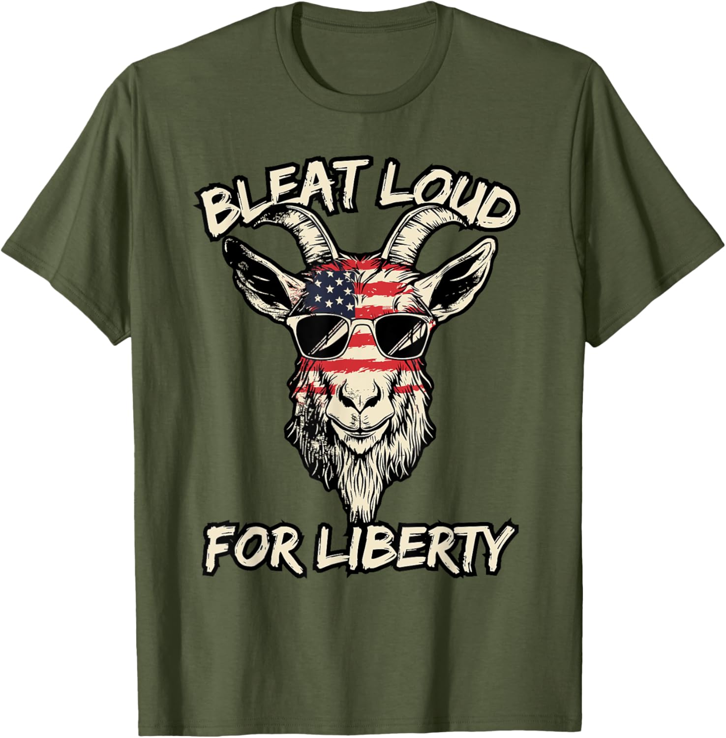 Cool American Goat in Sunglasses USA Flag T-Shirt for Patriotic Style - 17