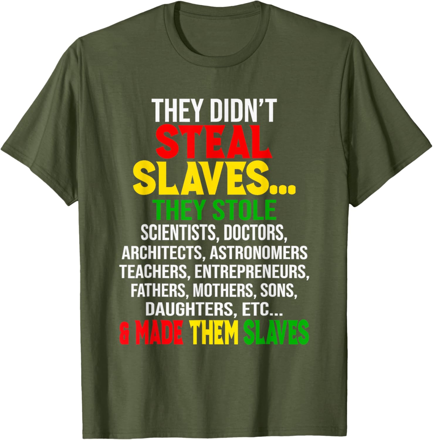They Didn't Steal Slaves Melanin Black History Month T-Shirt for All - 6