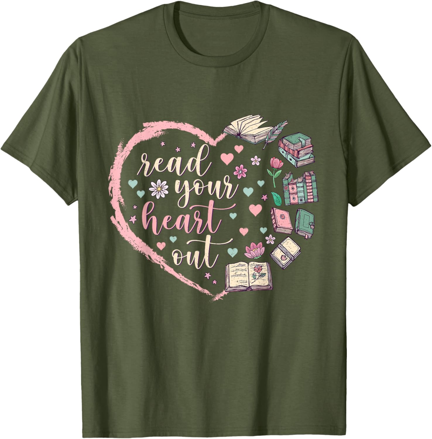 Valentine's Teacher T-Shirt for Book Lovers - Read Your Heart Out Design - 9