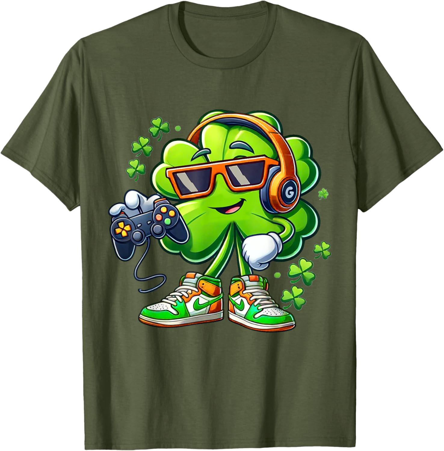 Funny St Patricks Day Gamer T-Shirt for Boys with Shamrock Design - 16