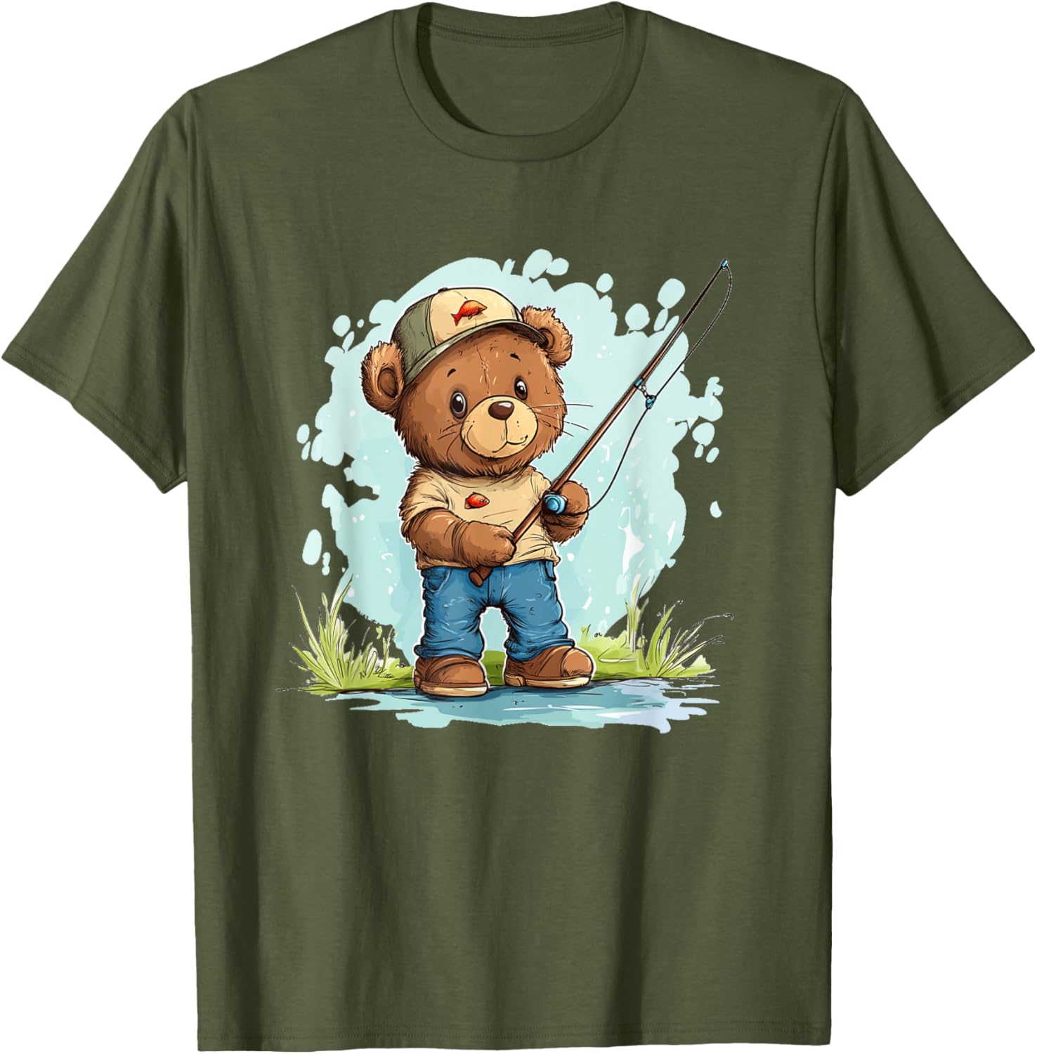 Fishing with Teddy Bear Graphic T-Shirt for Fun Seekers and Adventurers - 7