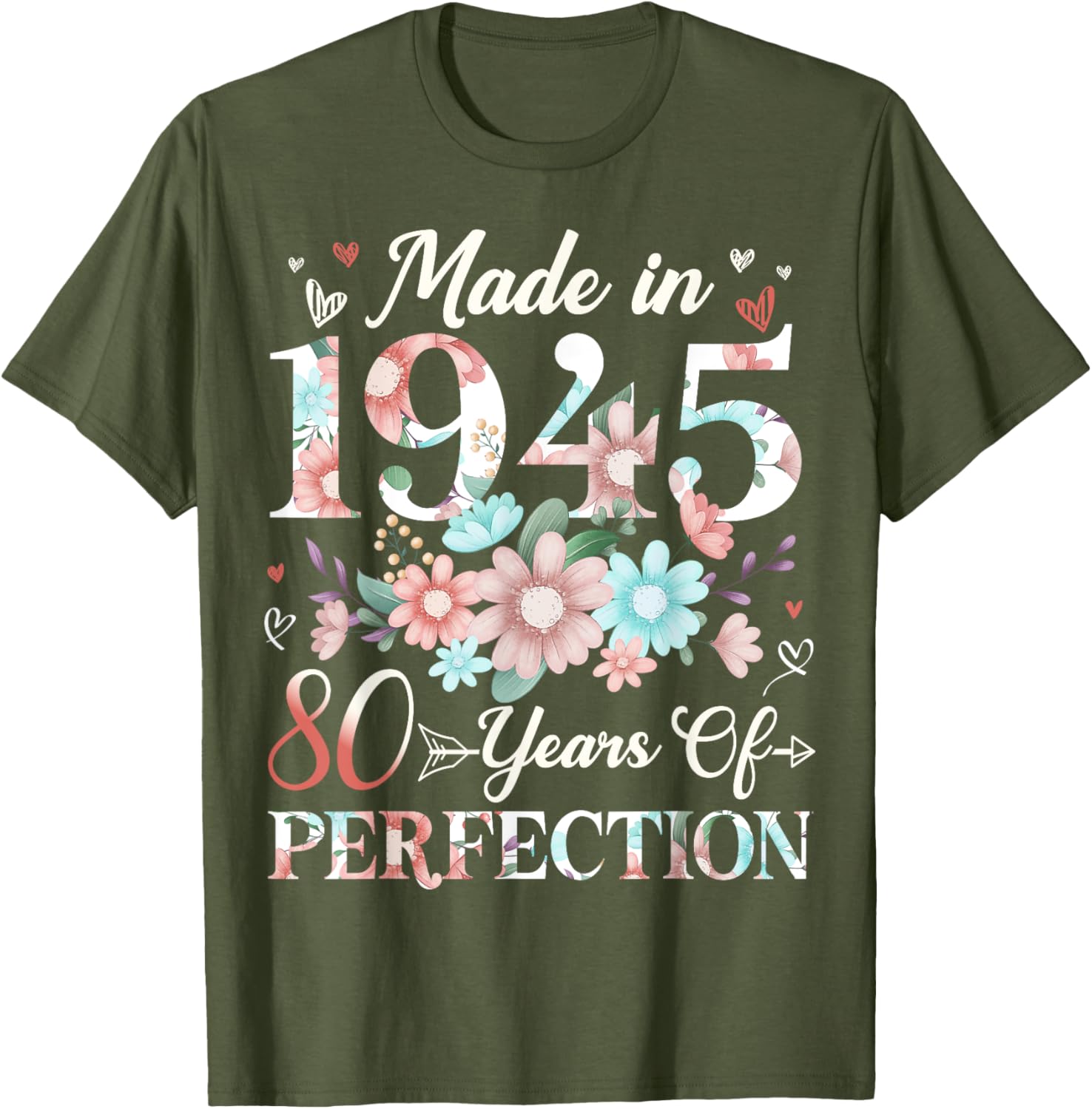 Floral 80th Birthday T-Shirt for Women - Celebrating 80 Years of Joy - 8