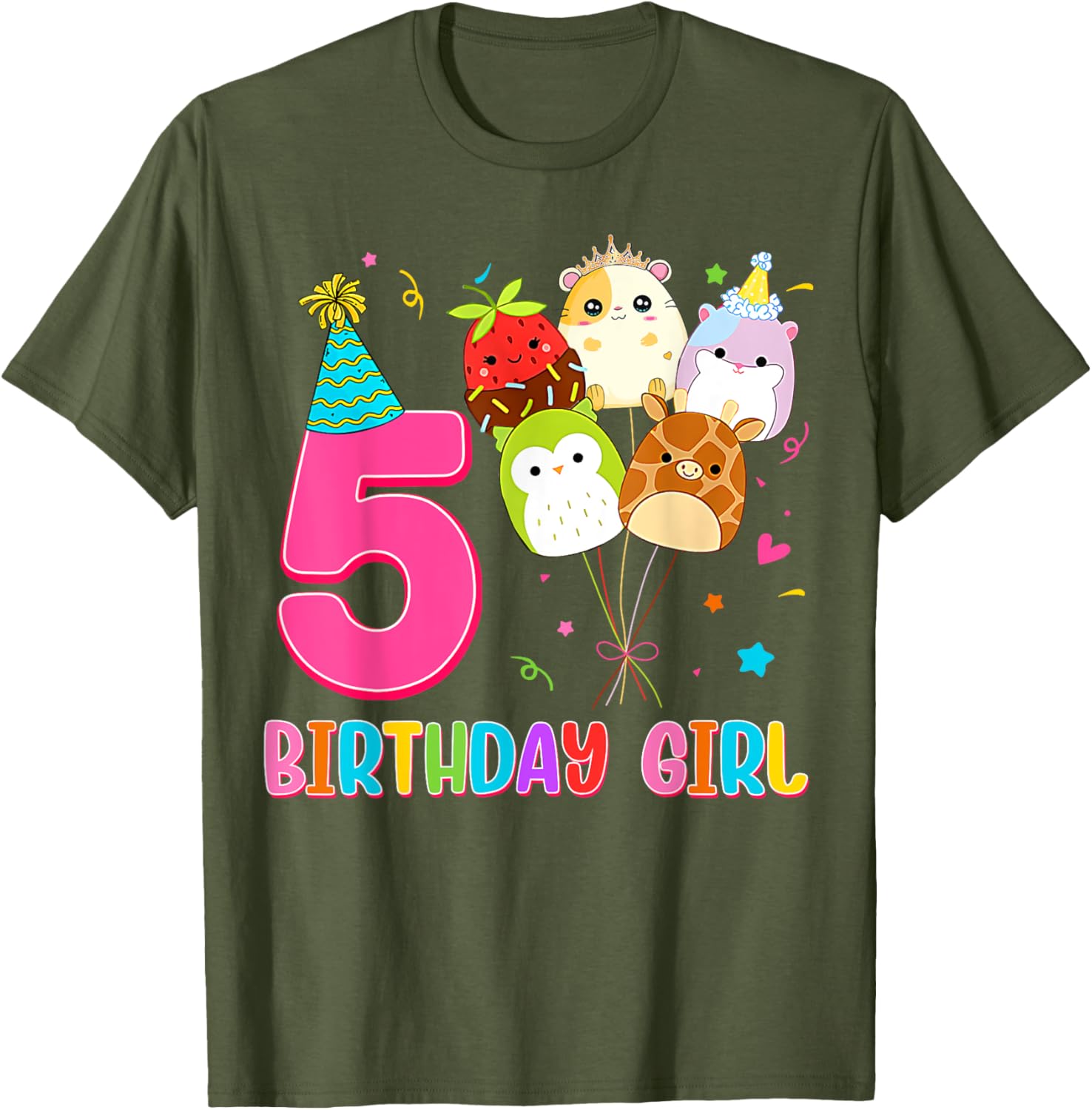 Cute Birthday Girl Squish Squad T-Shirt for 5 Year Old Girls - 8