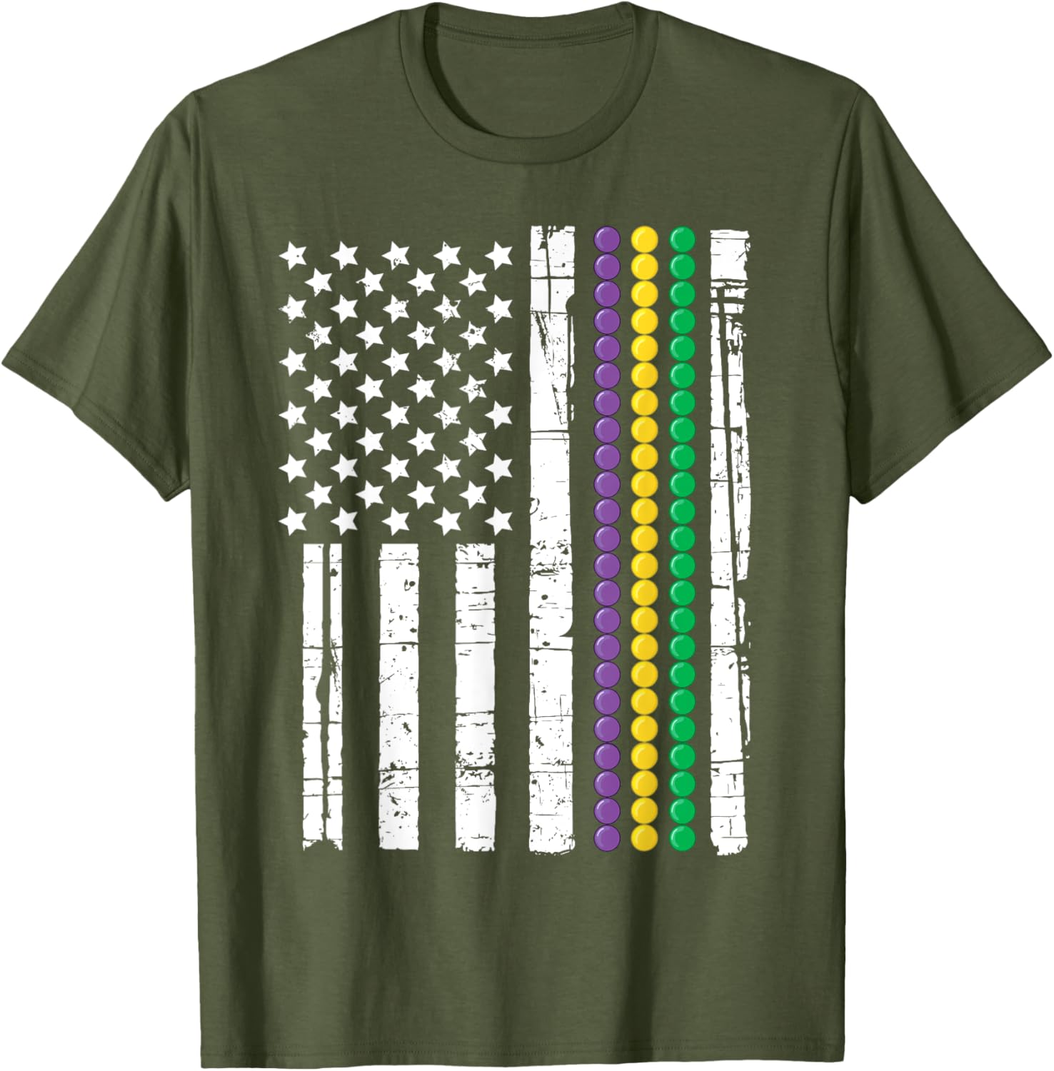 Mardi Gras USA Flag T-Shirt for Festive Celebrations and Events - 5