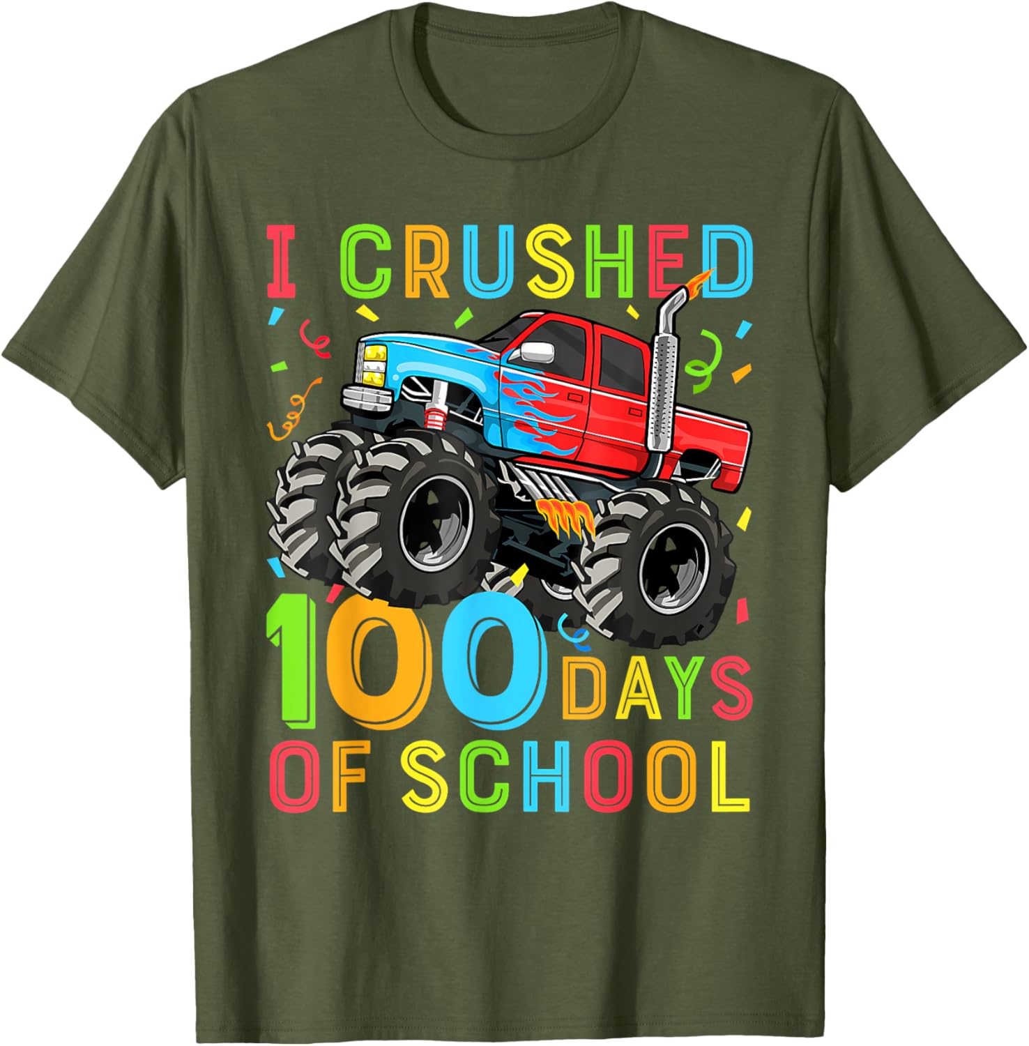 100 Days of School Monster Truck Shirt for Boys Fun 100th Day Outfit - 10