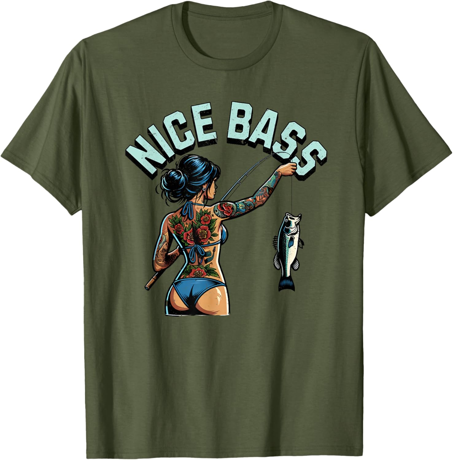 Stylish Bass Fishing Woman in Bikini T-Shirt for Outdoor Enthusiasts - 3