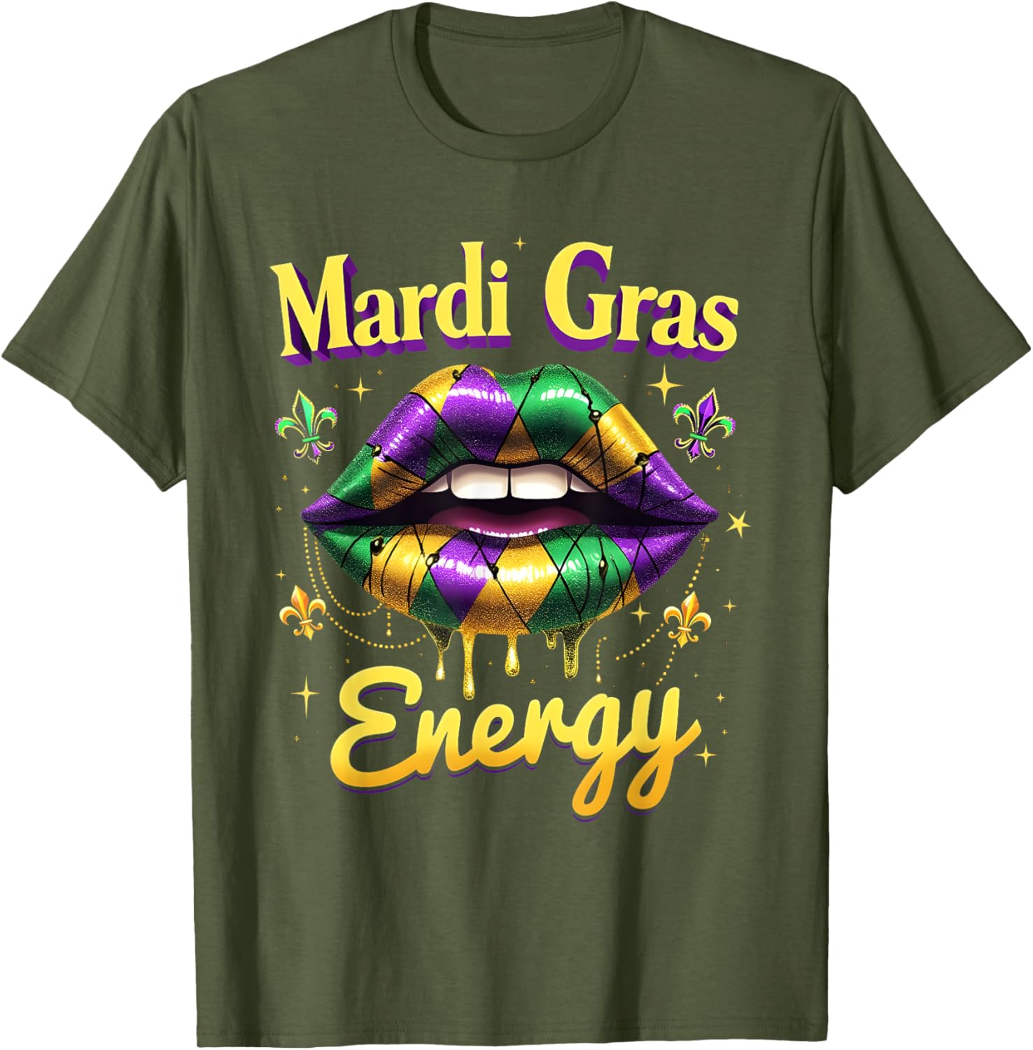 Mardi Gras Energy Carnival Lips T-Shirt New Orleans 2025 Costume Wear - 16