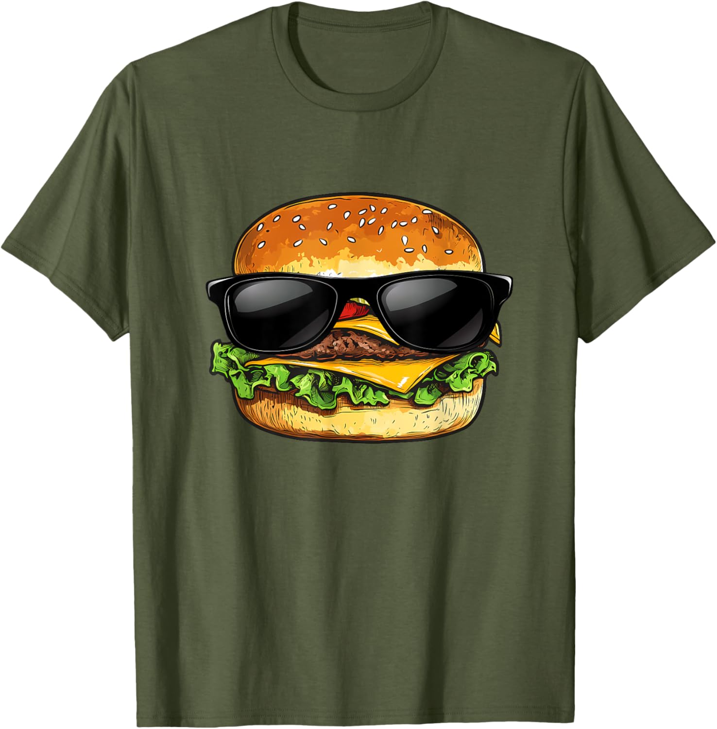 Funny Hamburger Sunglasses Cheese BBQ T-Shirt for Food Lovers - 15