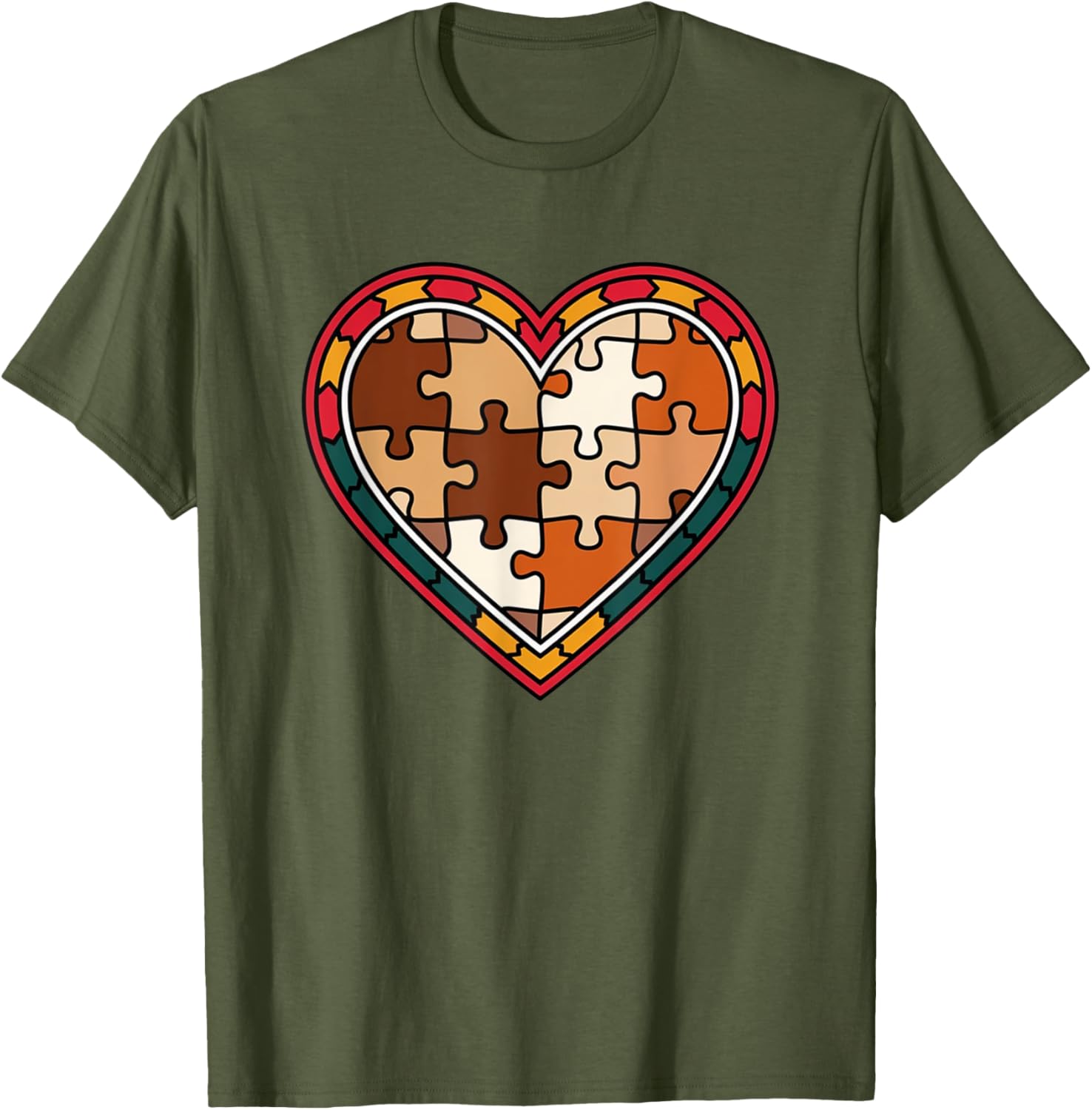 Melanin Heart Puzzle Black History Motivational Afro T-Shirt for All - 22